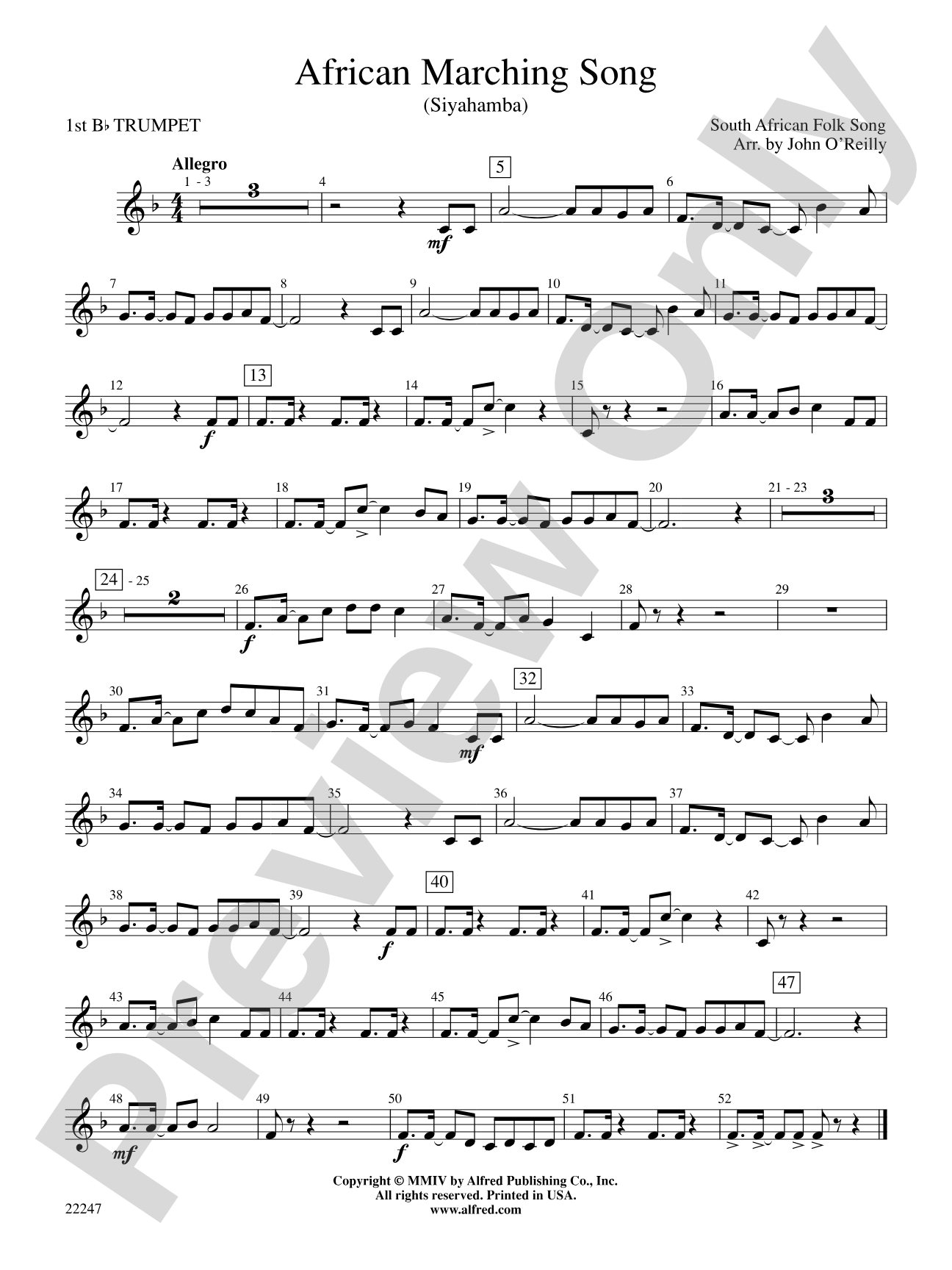 African Marching Song: 1st B-flat Trumpet