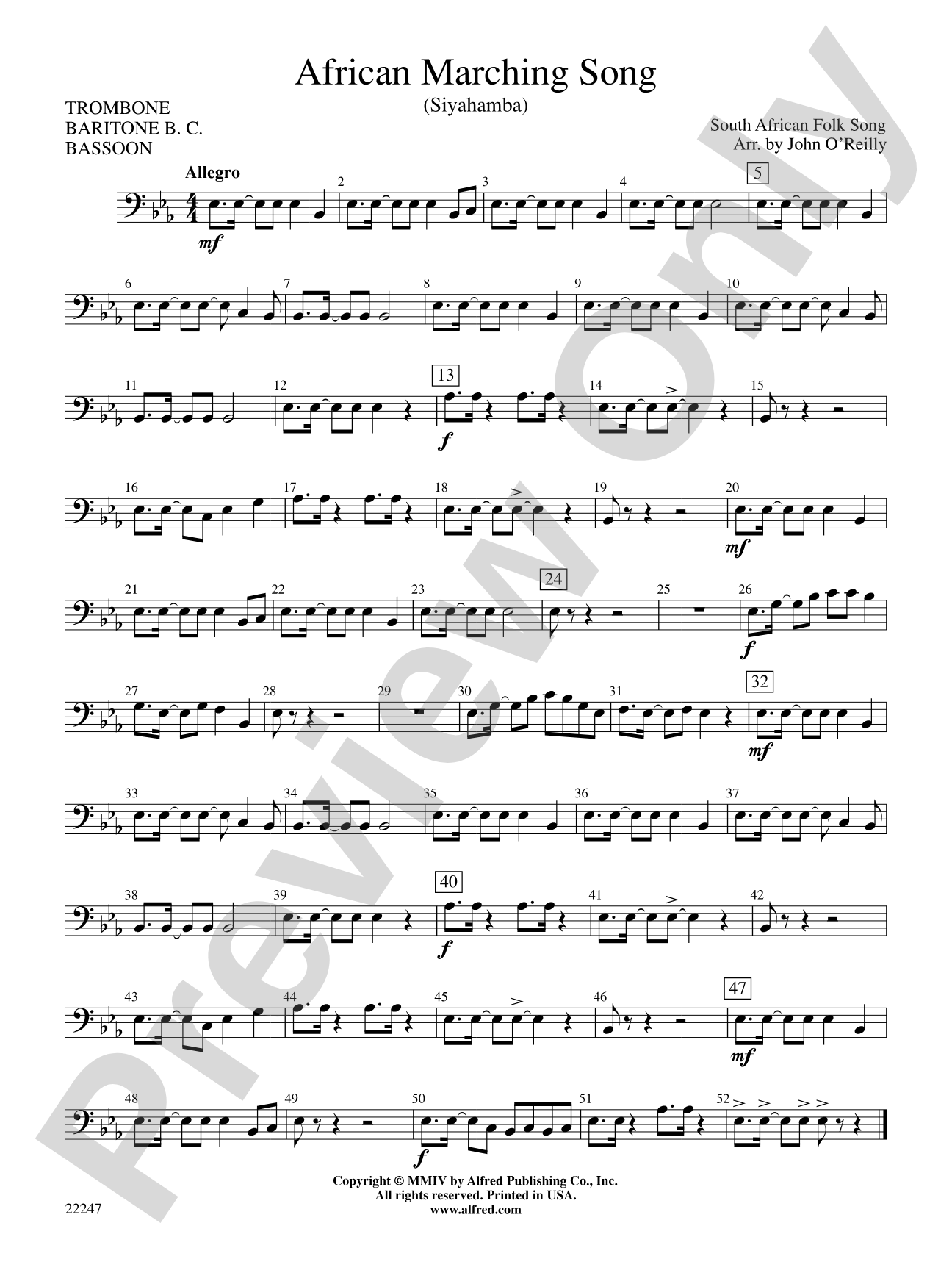 African Marching Song: 1st Trombone