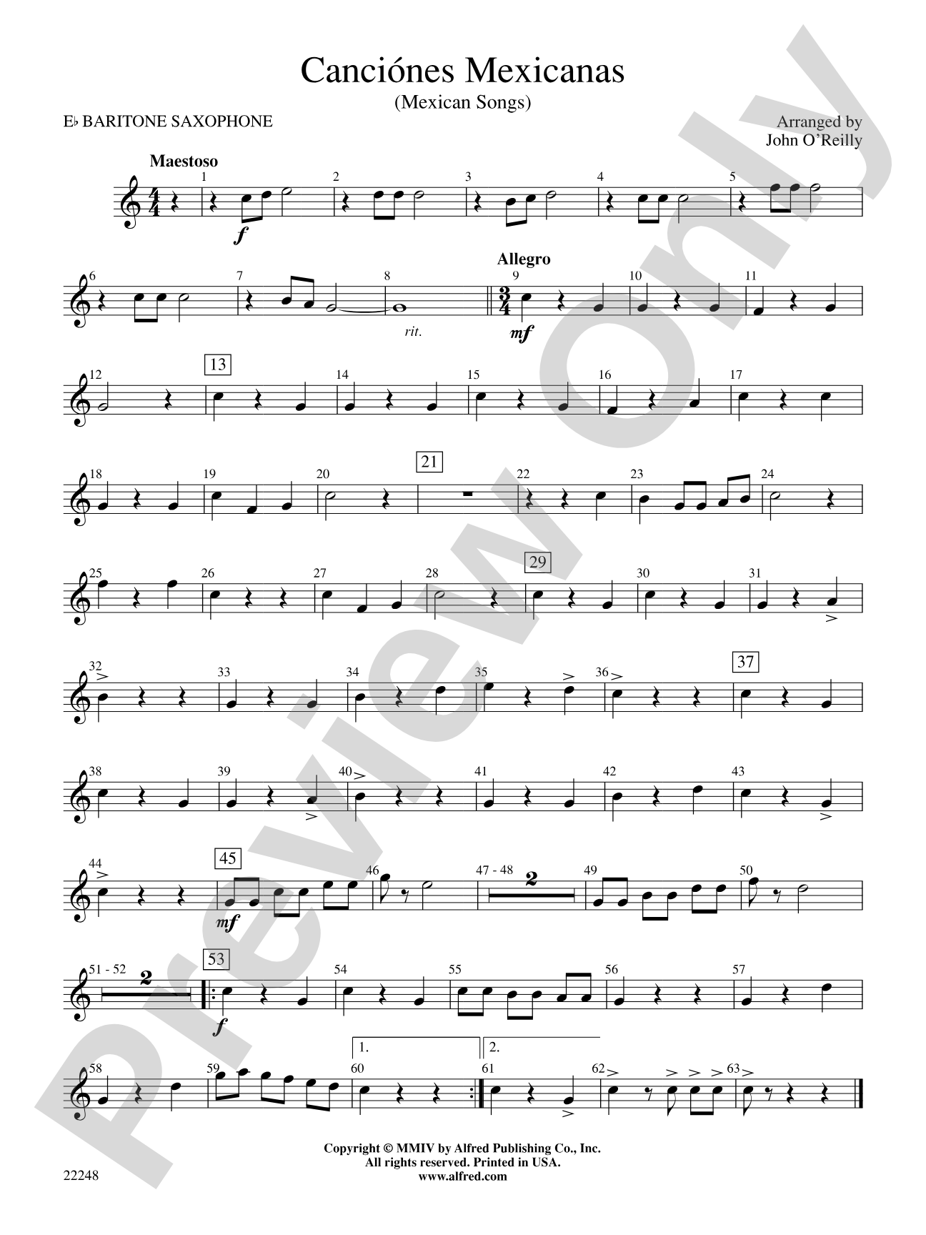 Canciónes Mexicanas: E-flat Baritone Saxophone