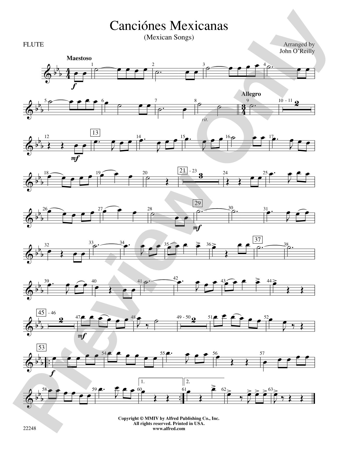 Canciónes Mexicanas: Flute