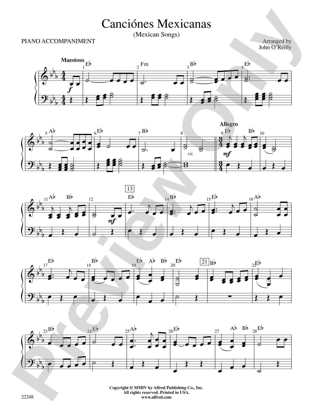 Canciónes Mexicanas: Piano Accompaniment