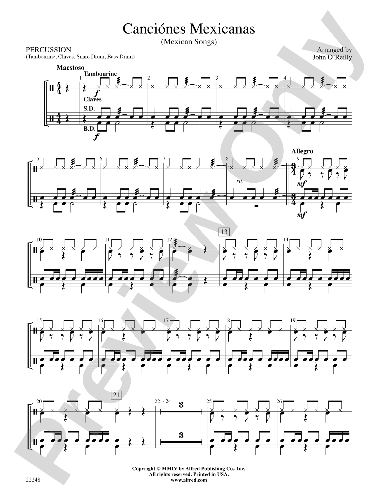 Canciónes Mexicanas: 1st Percussion