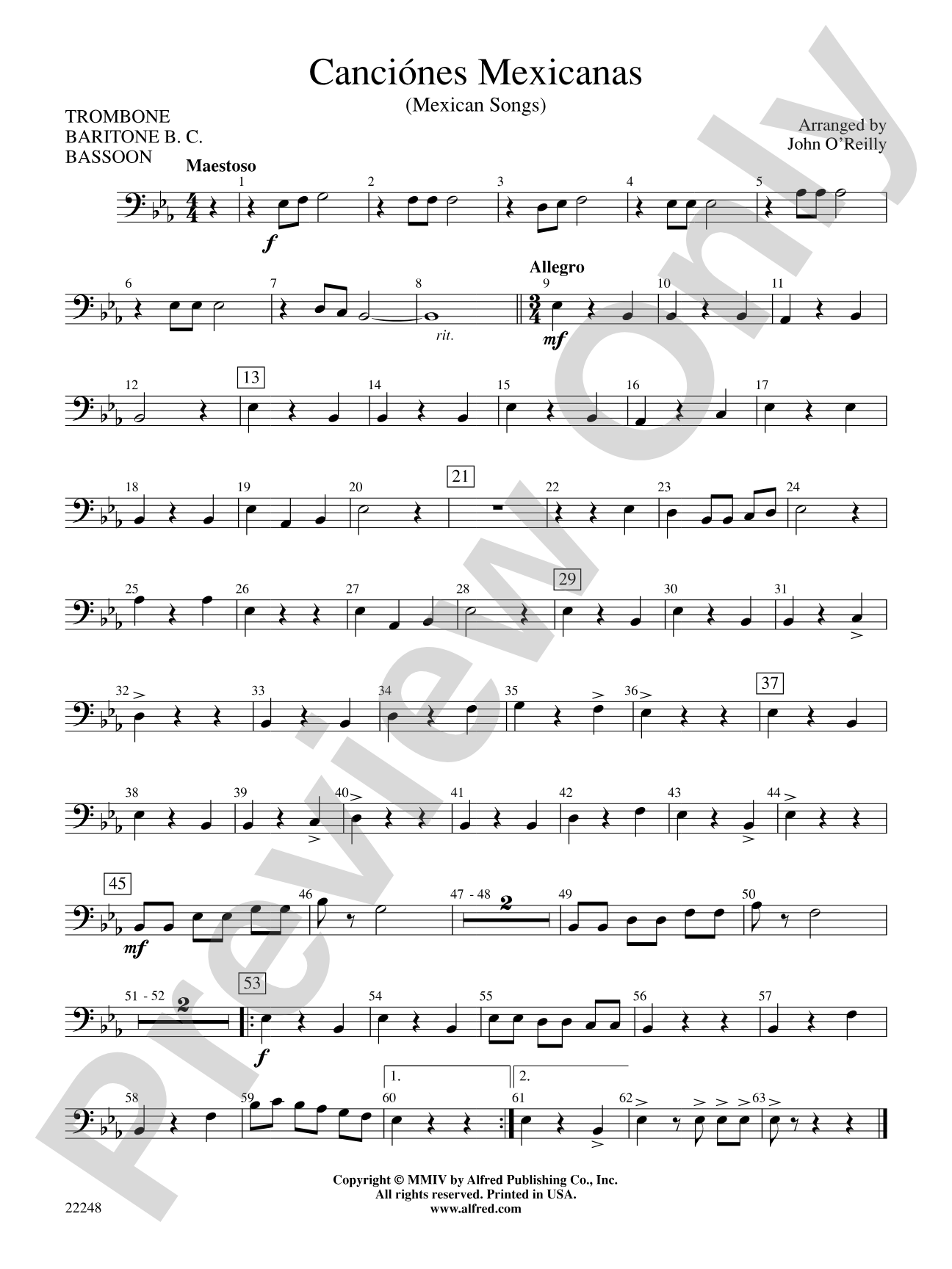 Canciónes Mexicanas: 1st Trombone
