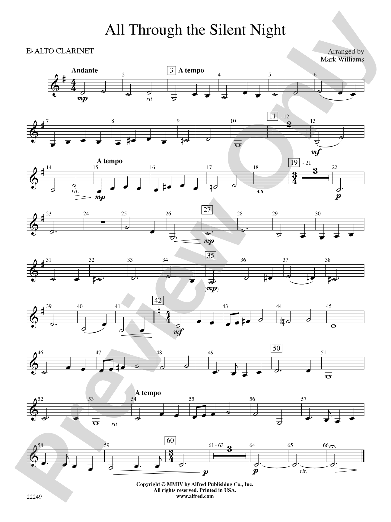 All Through the Silent Night: E-flat Alto Clarinet