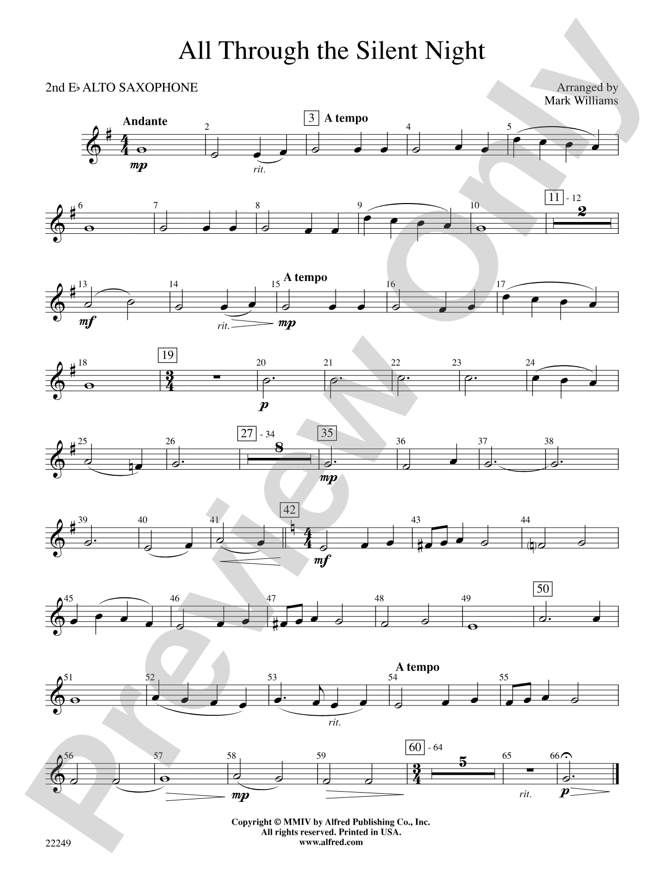 All Through the Silent Night: 2nd E-flat Alto Saxophone