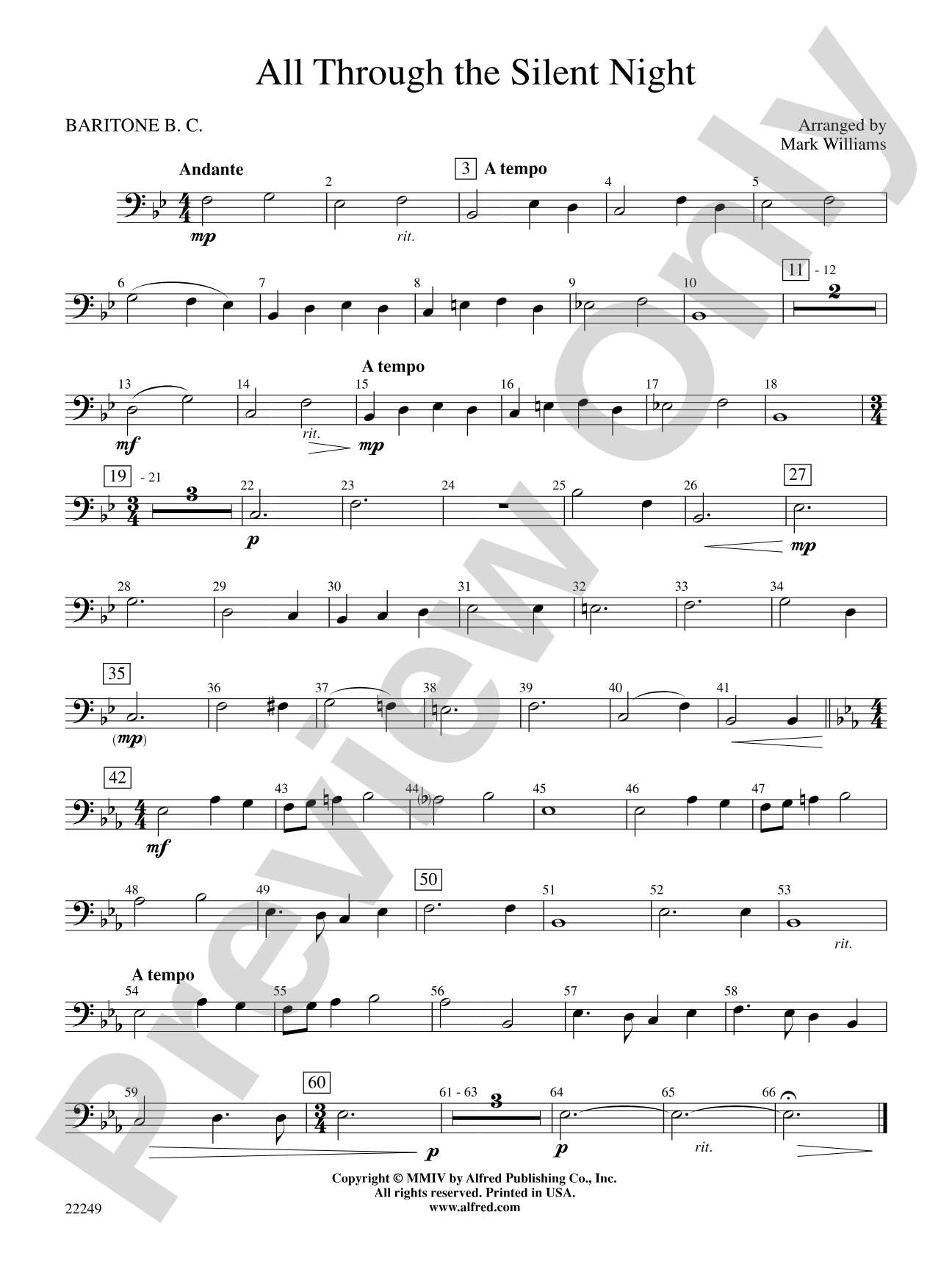 All Through the Silent Night: Baritone B.C.