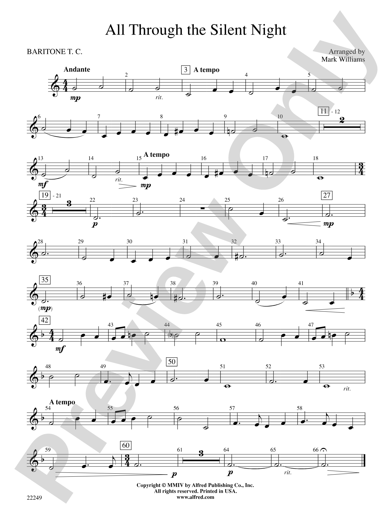 All Through the Silent Night: Baritone T.C.