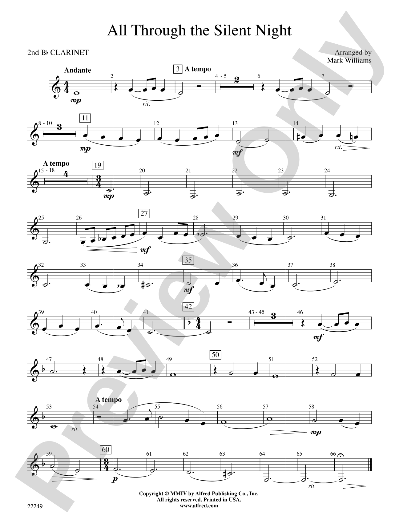 All Through the Silent Night: 2nd B-flat Clarinet