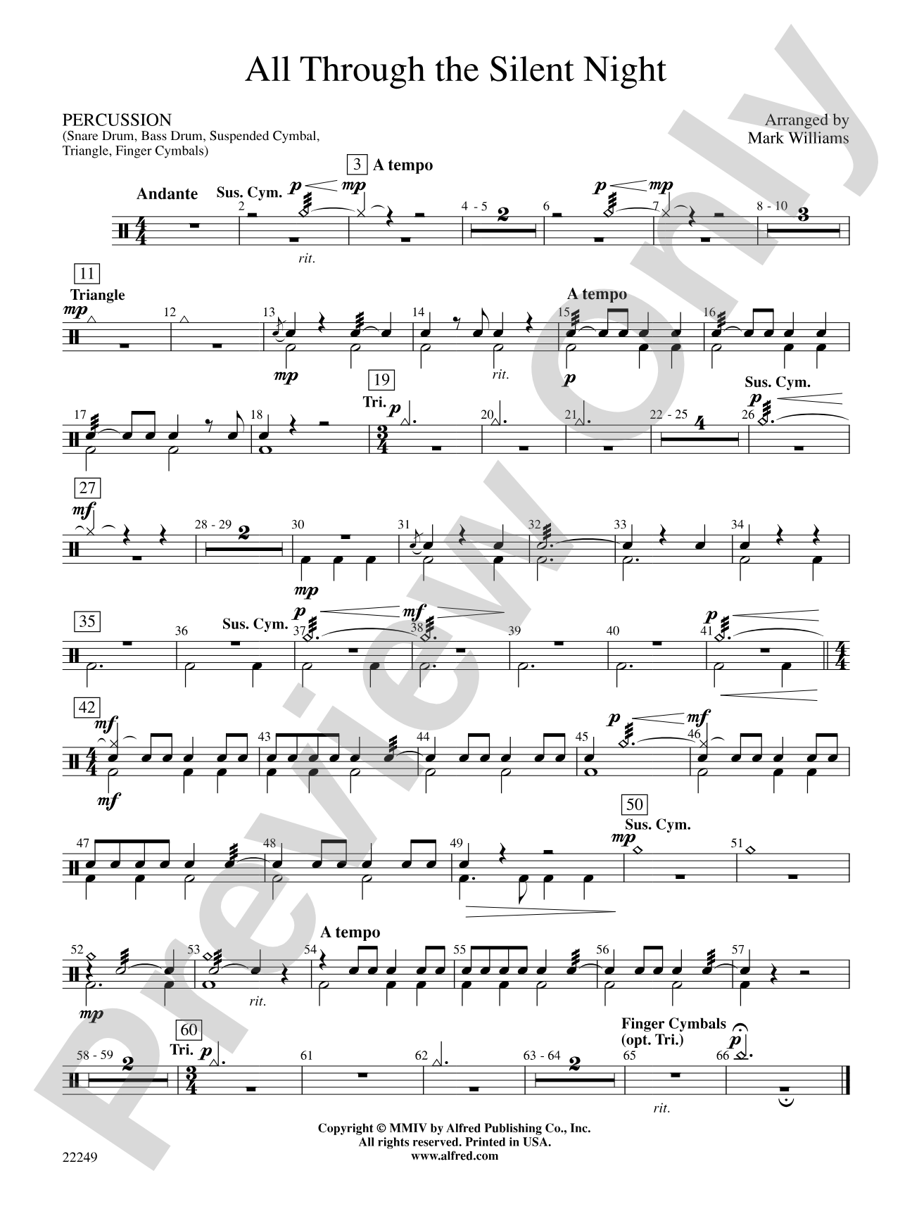 All Through the Silent Night: 1st Percussion
