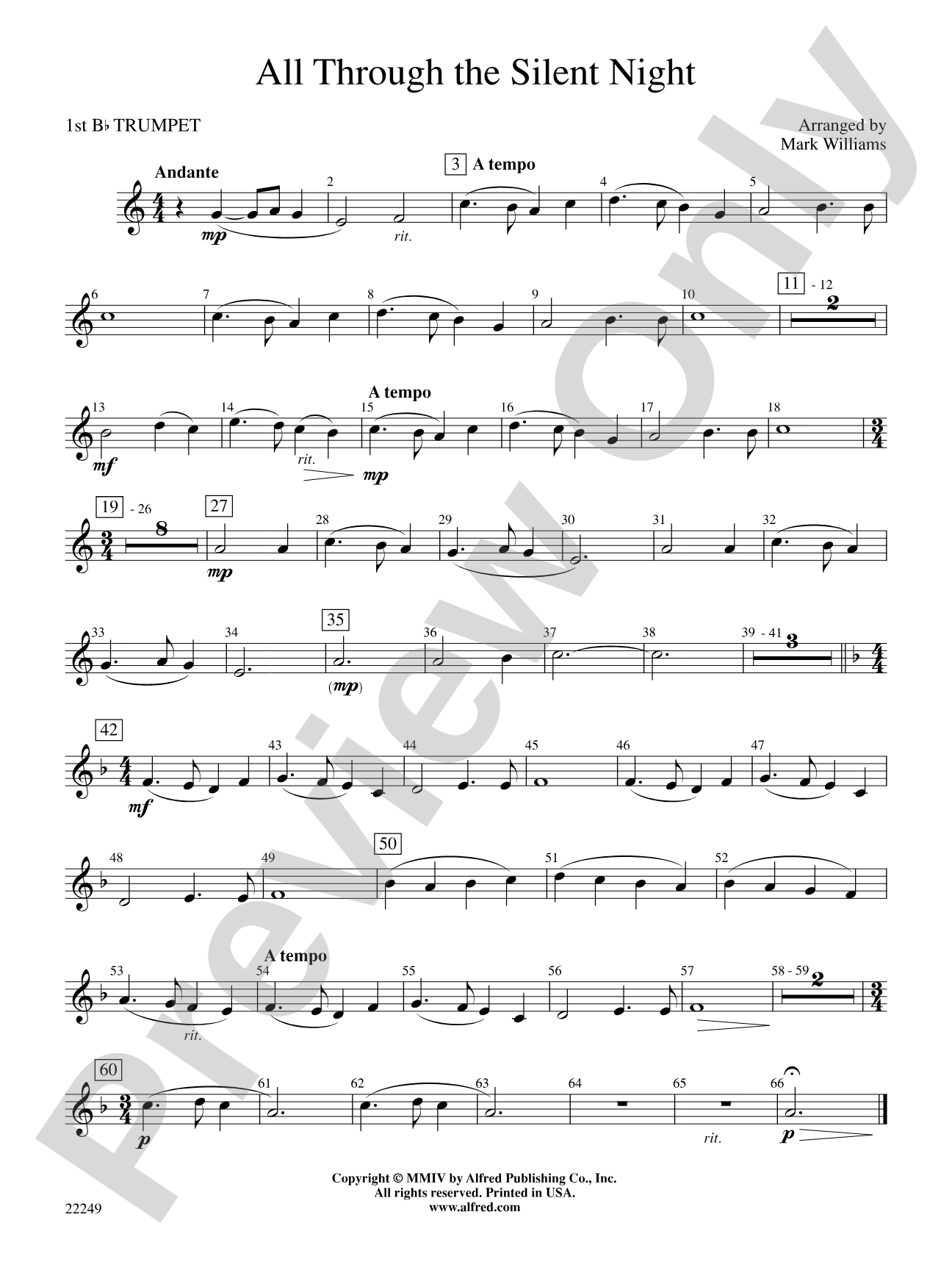 All Through the Silent Night: 1st B-flat Trumpet