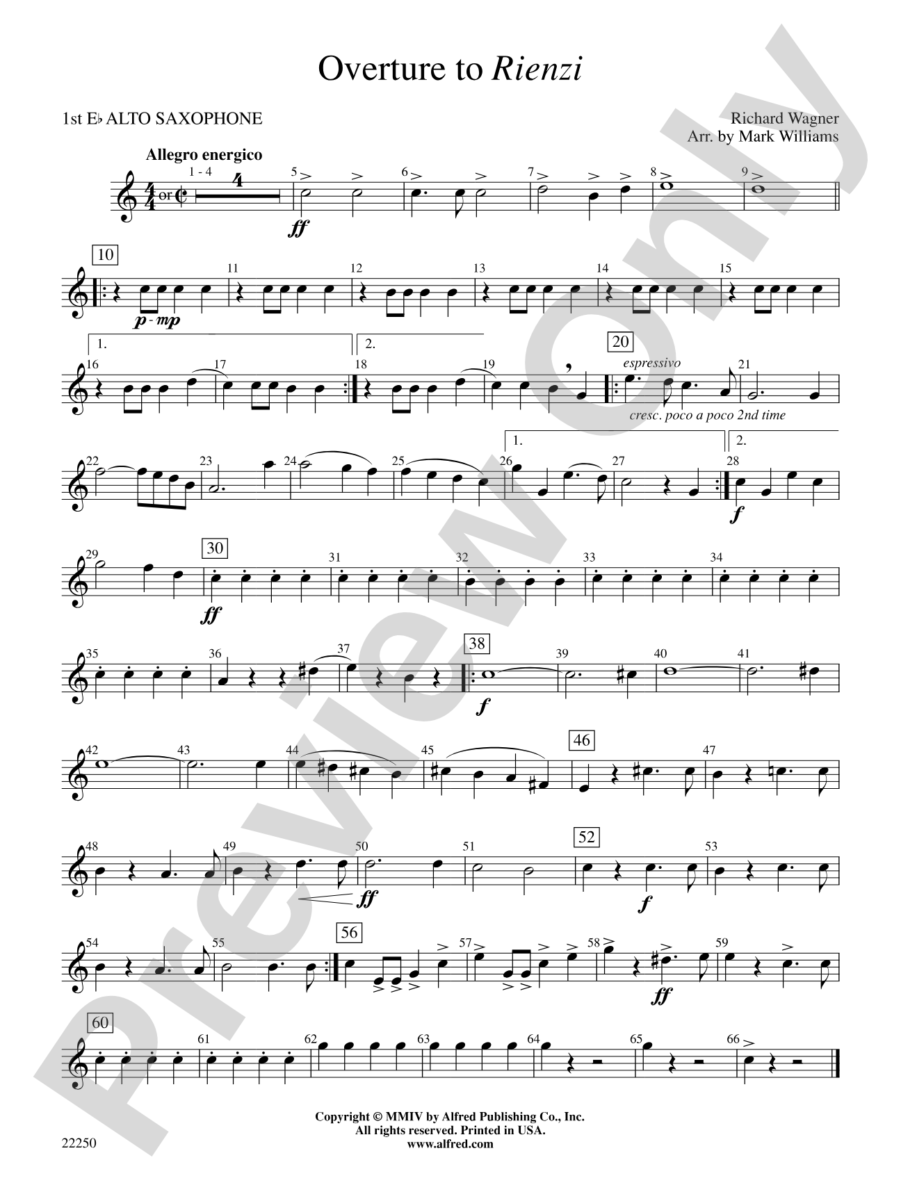 Overture to Rienzi: E-flat Alto Saxophone