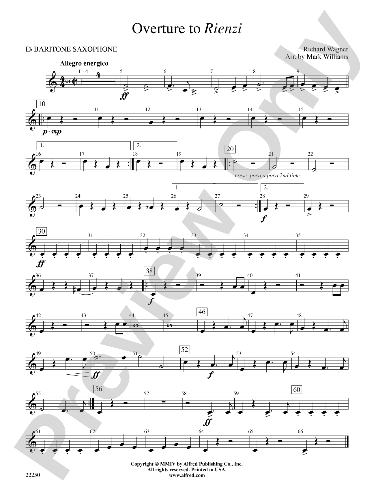 Overture to Rienzi: E-flat Baritone Saxophone