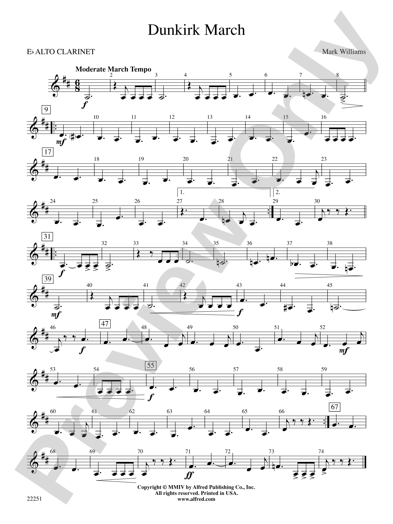 Dunkirk March: E-flat Alto Clarinet