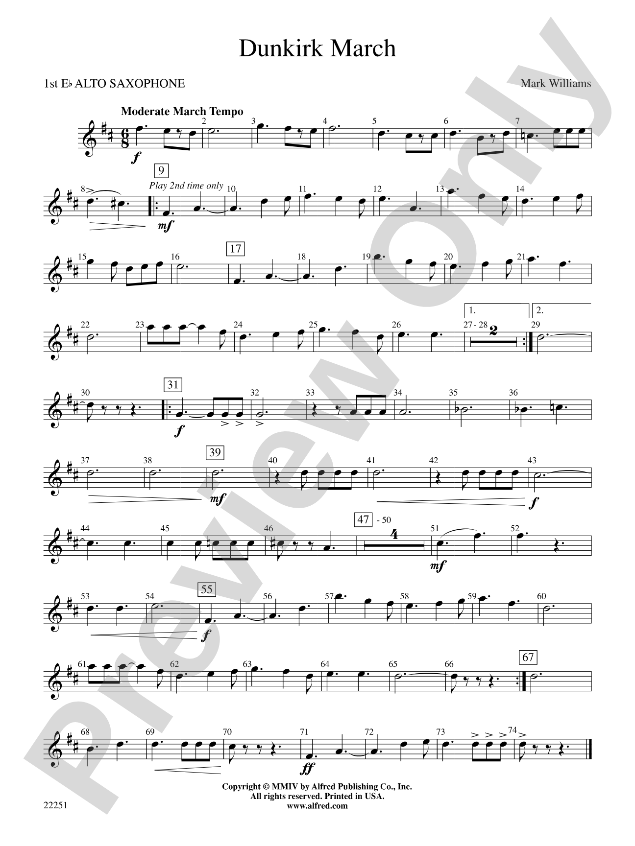 Dunkirk March: E-flat Alto Saxophone