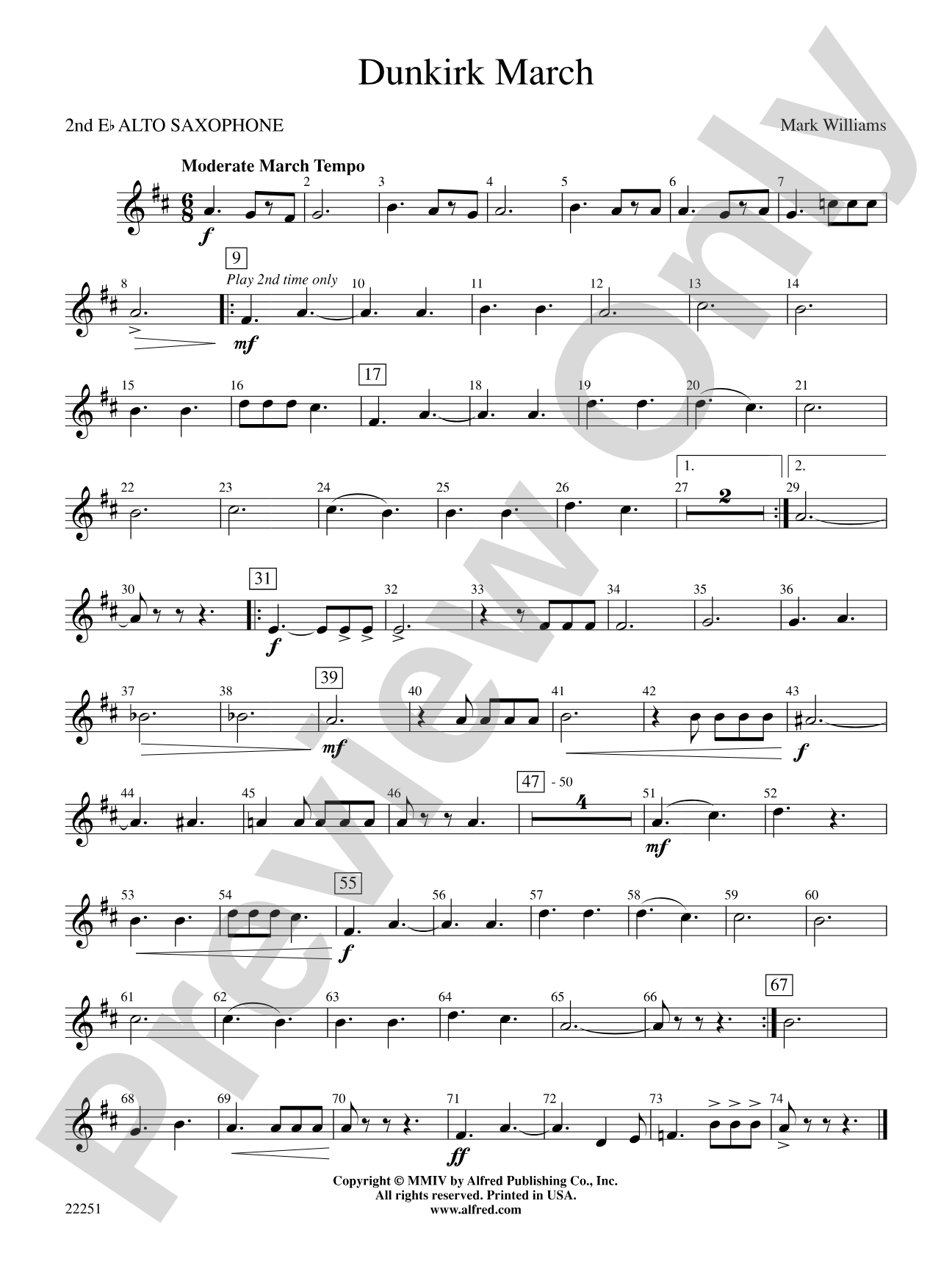 Dunkirk March: 2nd E-flat Alto Saxophone