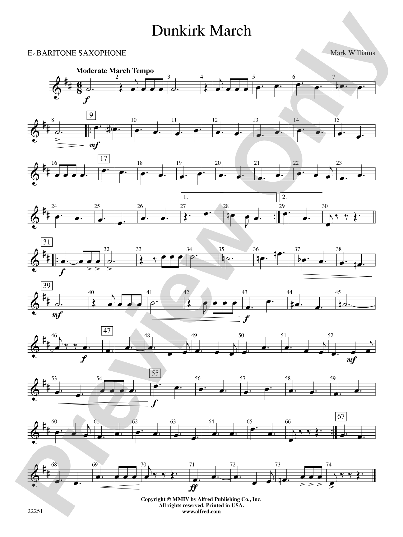 Dunkirk March: E-flat Baritone Saxophone