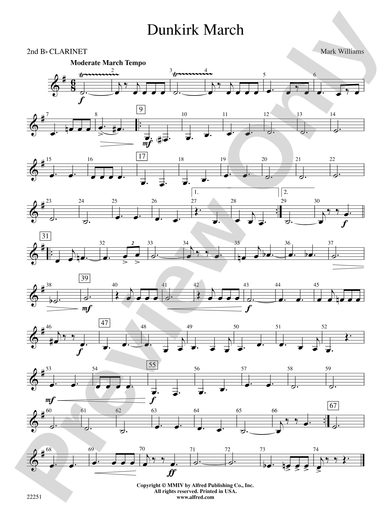 Dunkirk March: 2nd B-flat Clarinet