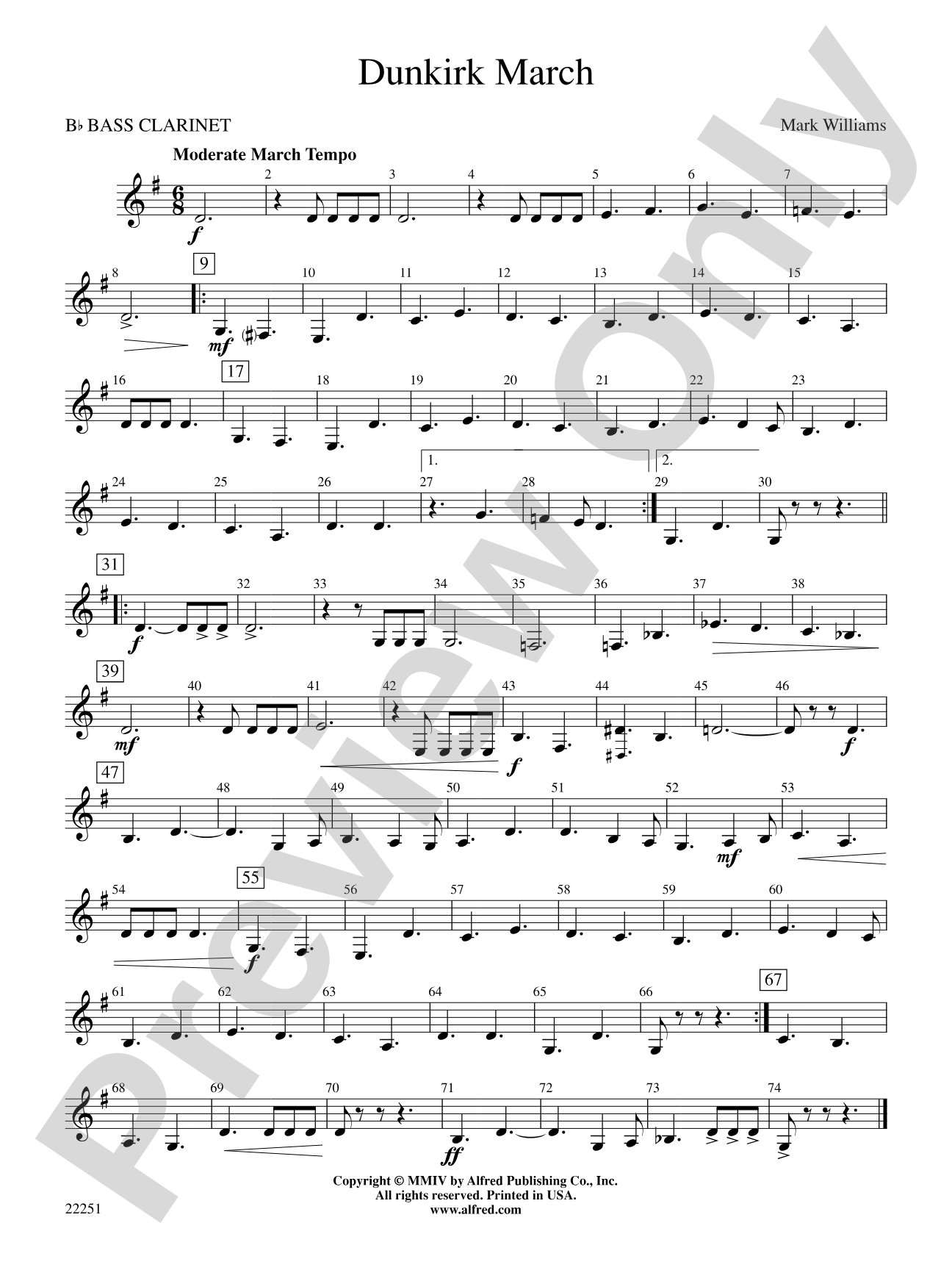 Dunkirk March: B-flat Bass Clarinet