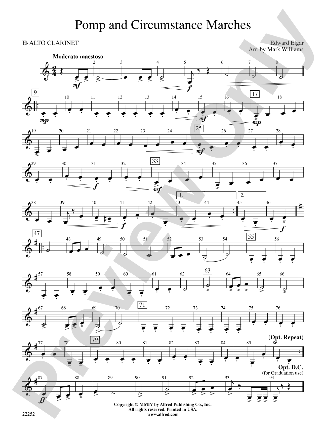 Pomp and Circumstance Marches: E-flat Alto Clarinet