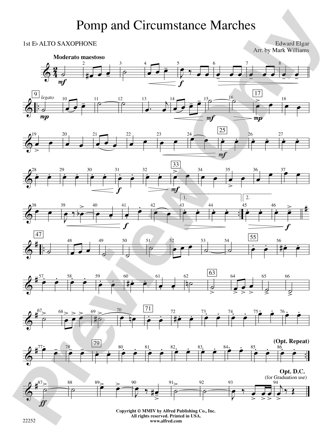 Pomp and Circumstance Marches: E-flat Alto Saxophone