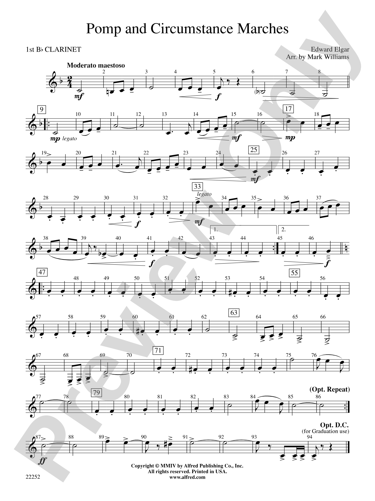 Pomp and Circumstance Marches: 1st B-flat Clarinet