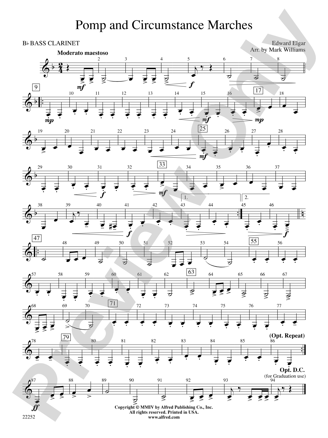 Pomp and Circumstance Marches: B-flat Bass Clarinet