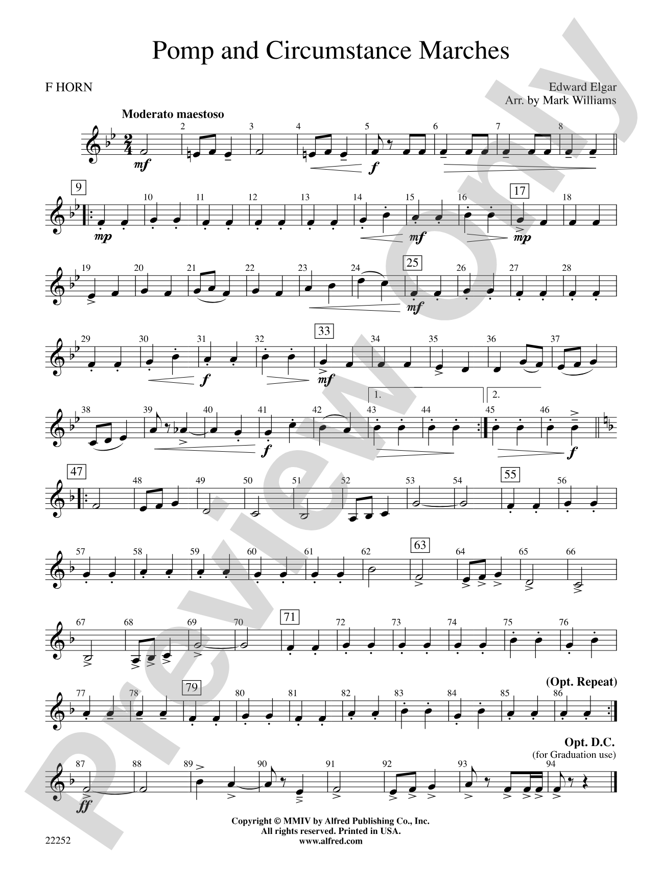 Pomp and Circumstance Marches: 1st F Horn