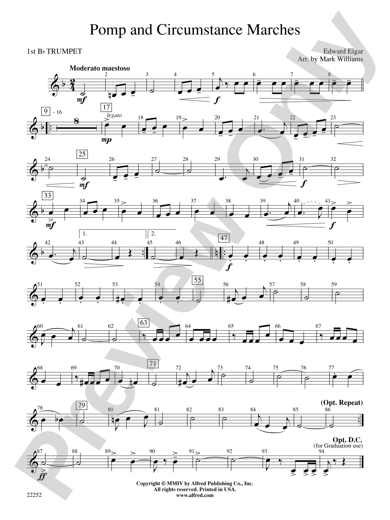 Pomp and Circumstance Marches: 1st B-flat Trumpet