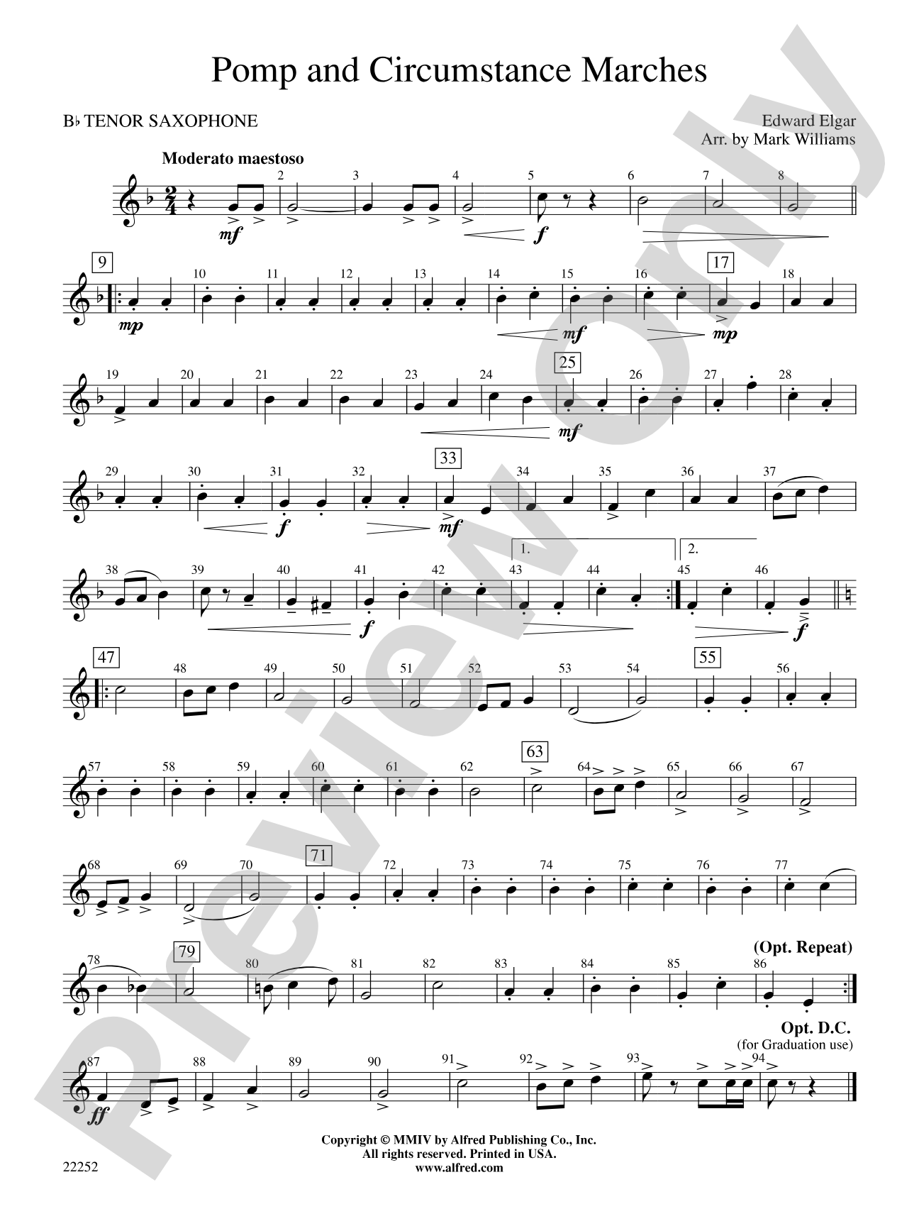 Pomp and Circumstance Marches: B-flat Tenor Saxophone