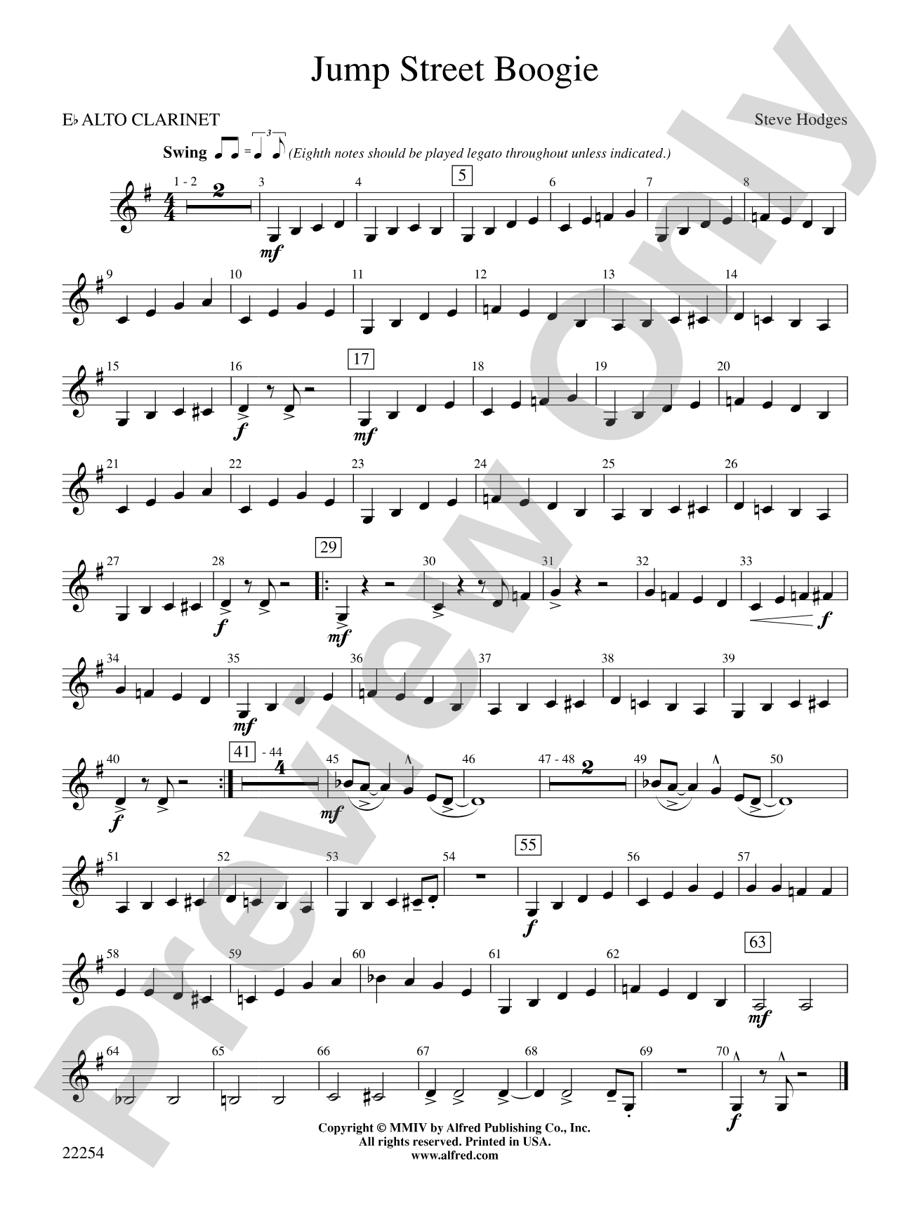 Jump Street Boogie: E-flat Alto Clarinet