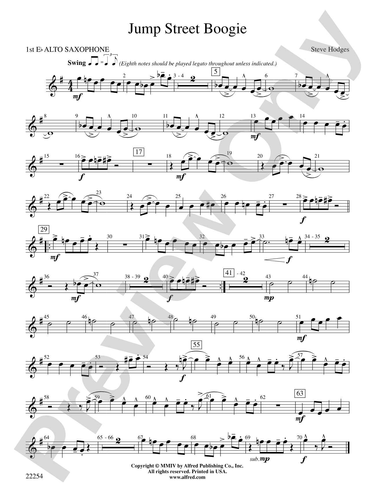 Jump Street Boogie: E-flat Alto Saxophone