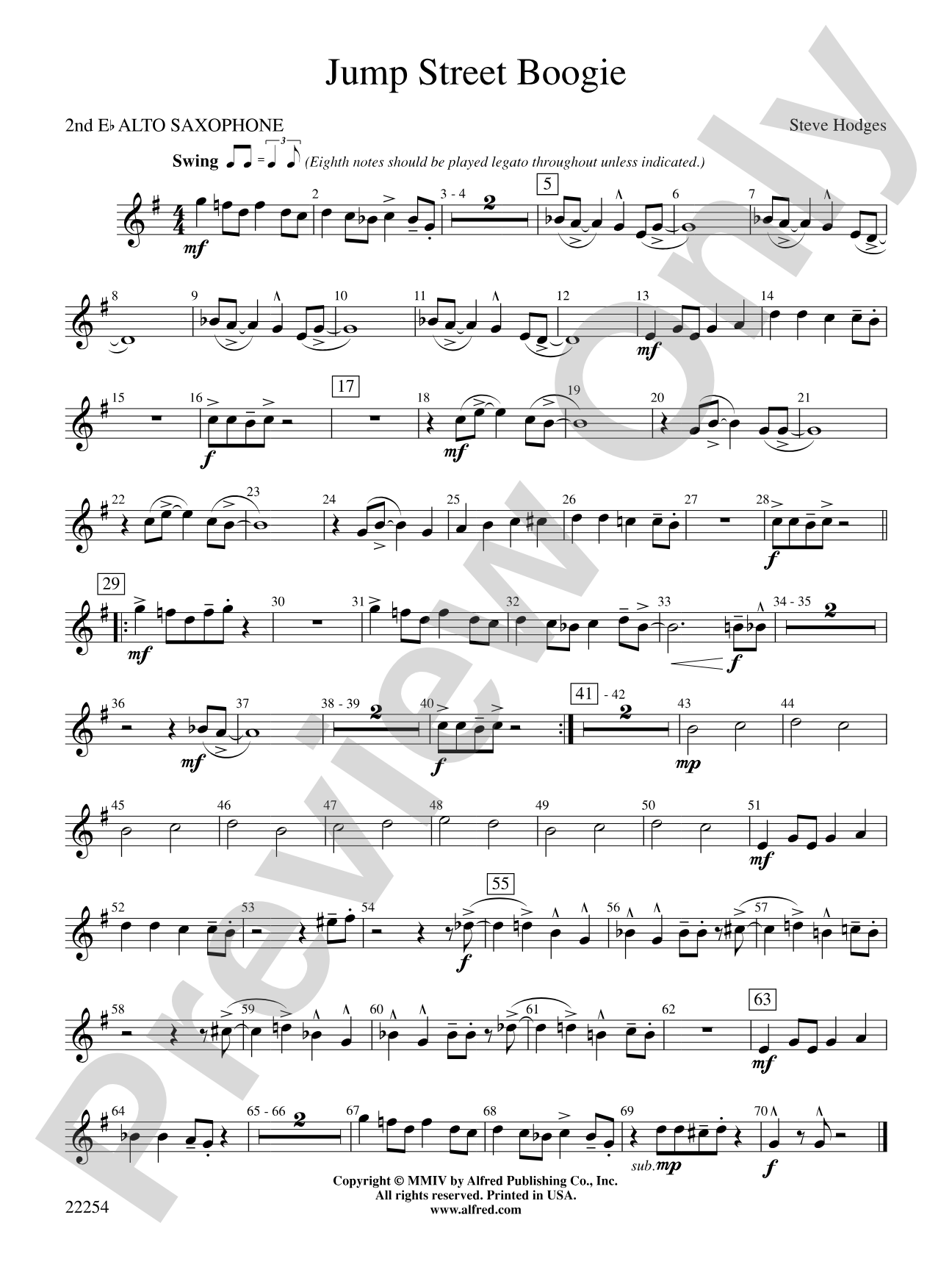 Jump Street Boogie: 2nd E-flat Alto Saxophone