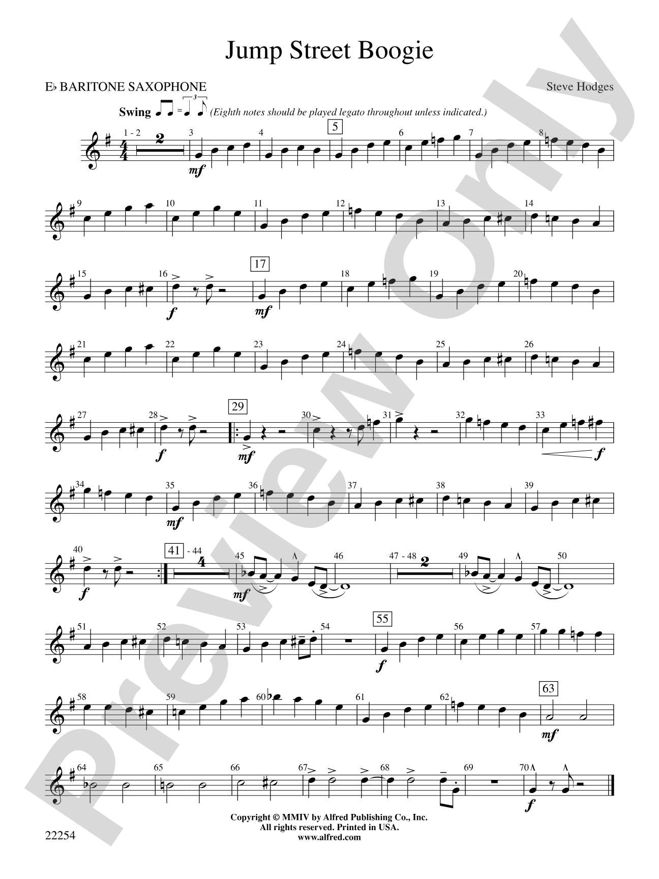 Jump Street Boogie: E-flat Baritone Saxophone