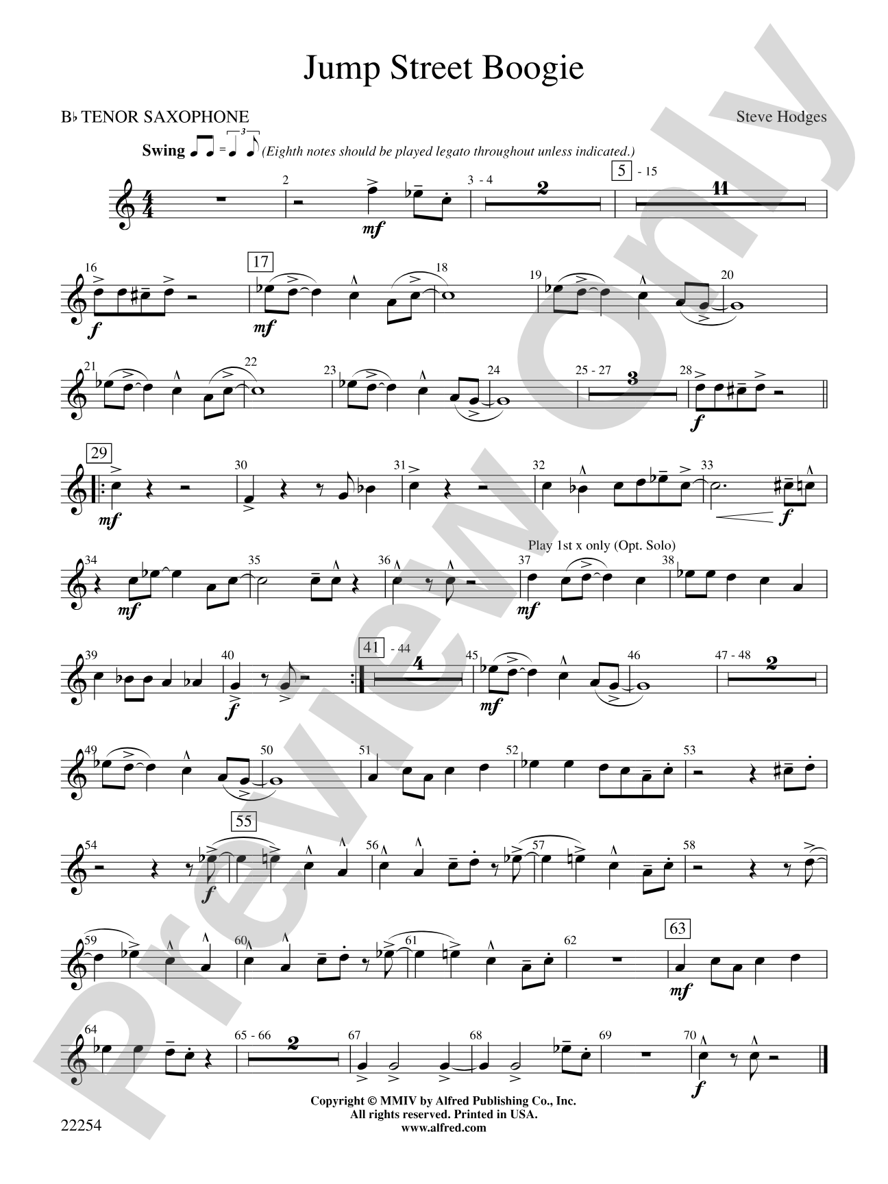 Jump Street Boogie: B-flat Tenor Saxophone