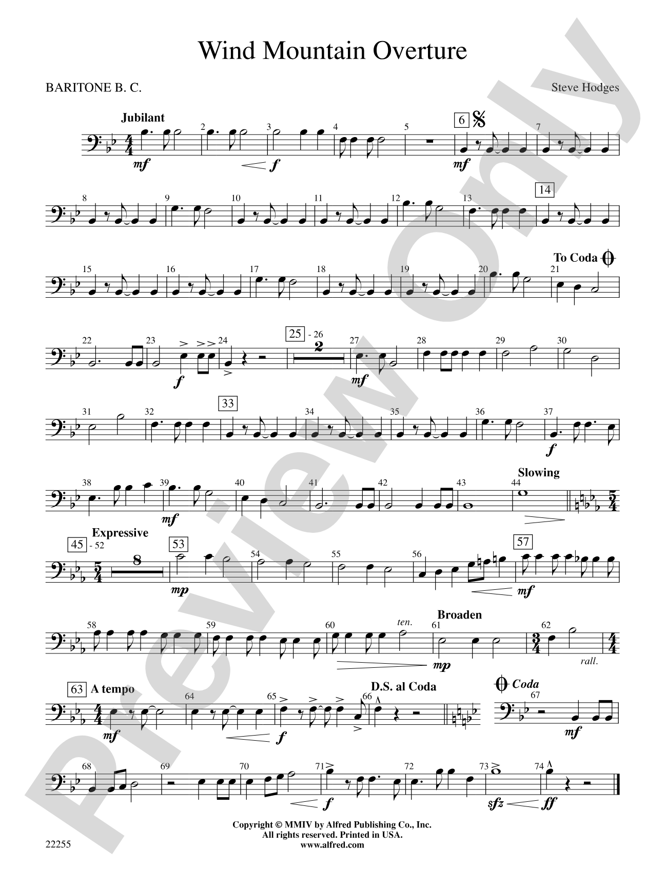 Wind Mountain Overture: Baritone B.C.