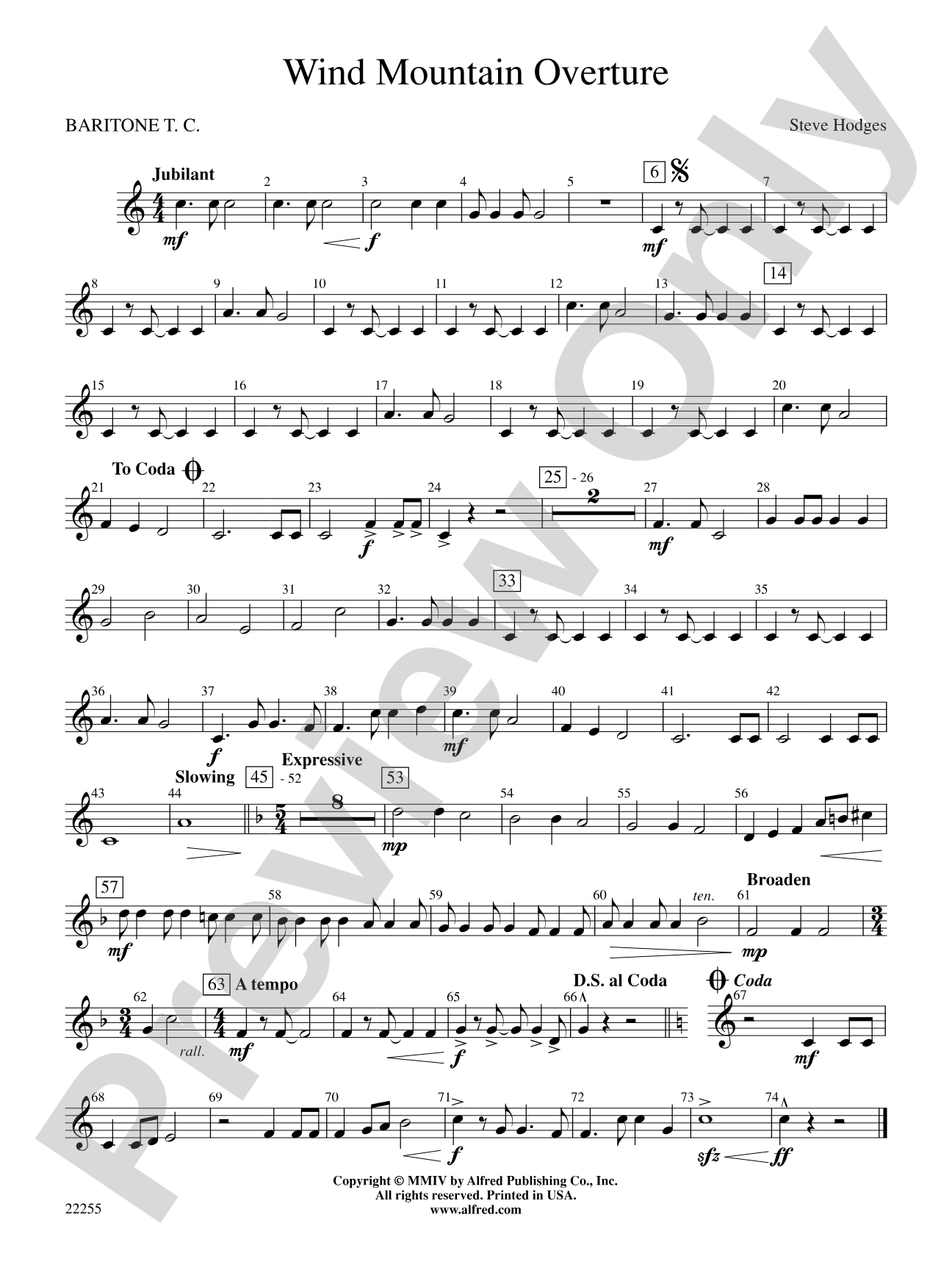 Wind Mountain Overture: Baritone T.C.