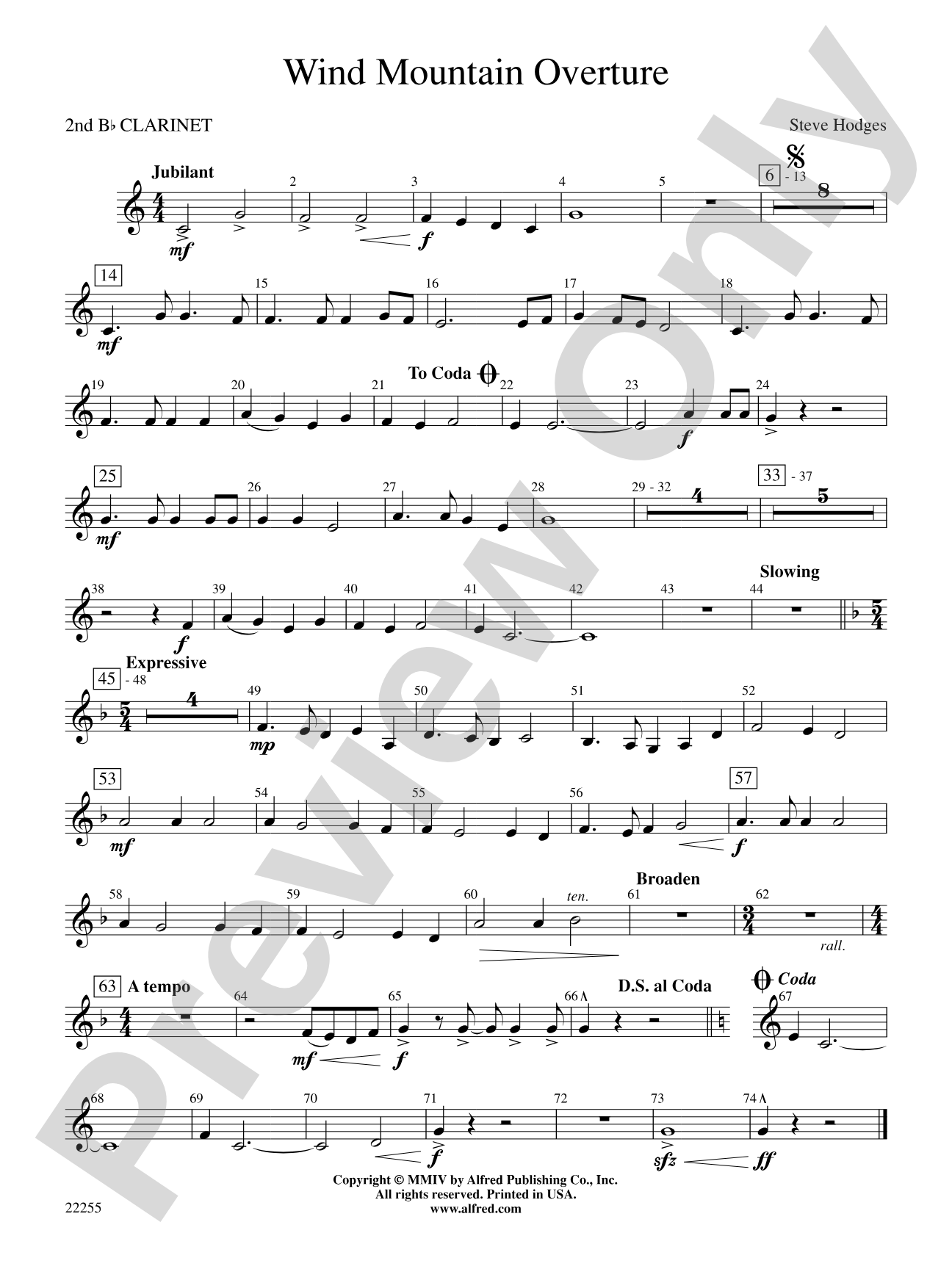 Wind Mountain Overture: 2nd B-flat Clarinet