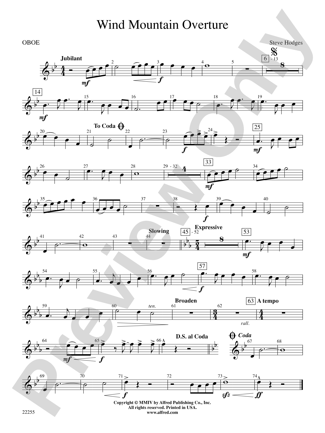 Wind Mountain Overture: Oboe