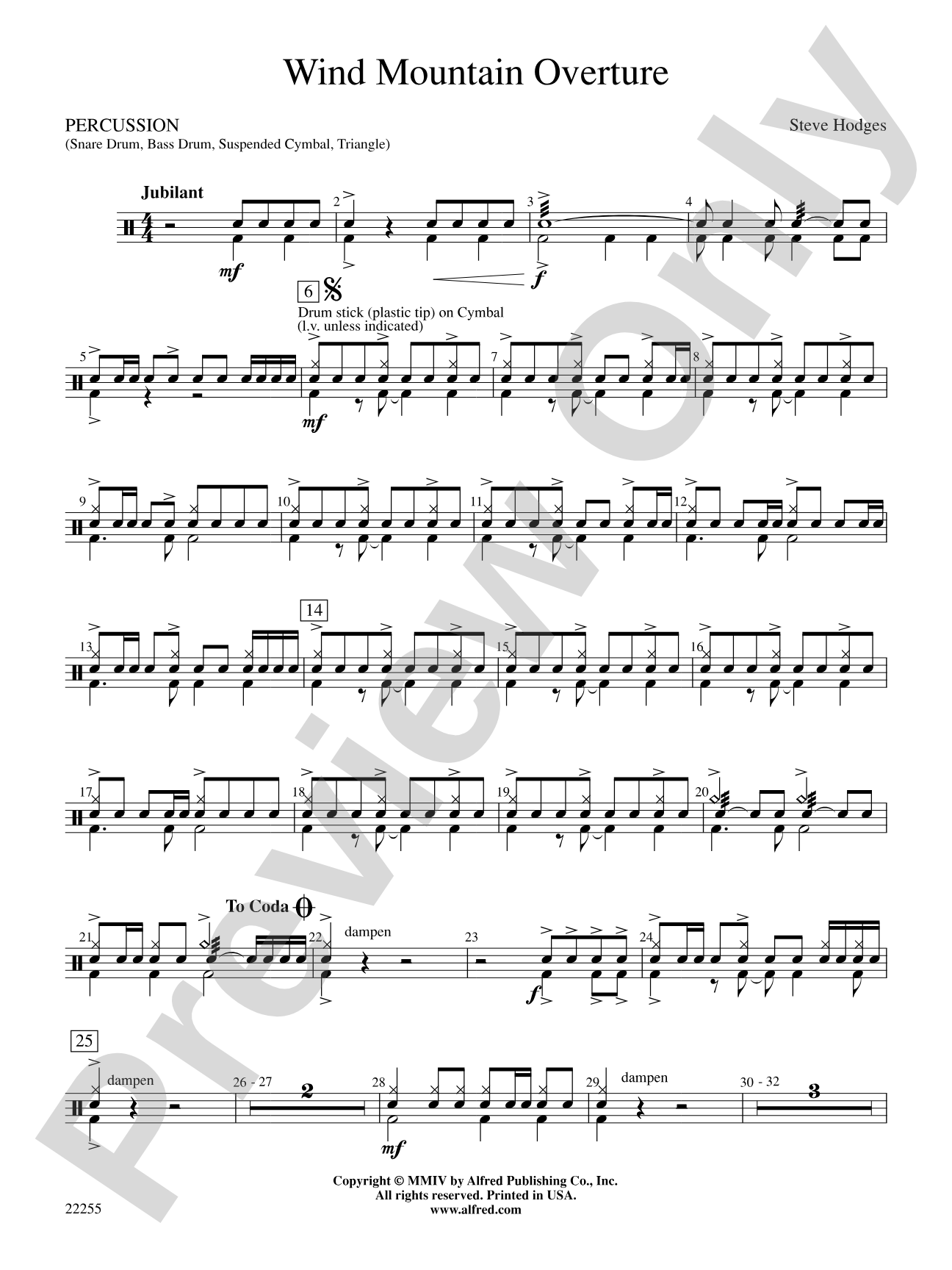 Wind Mountain Overture: 1st Percussion