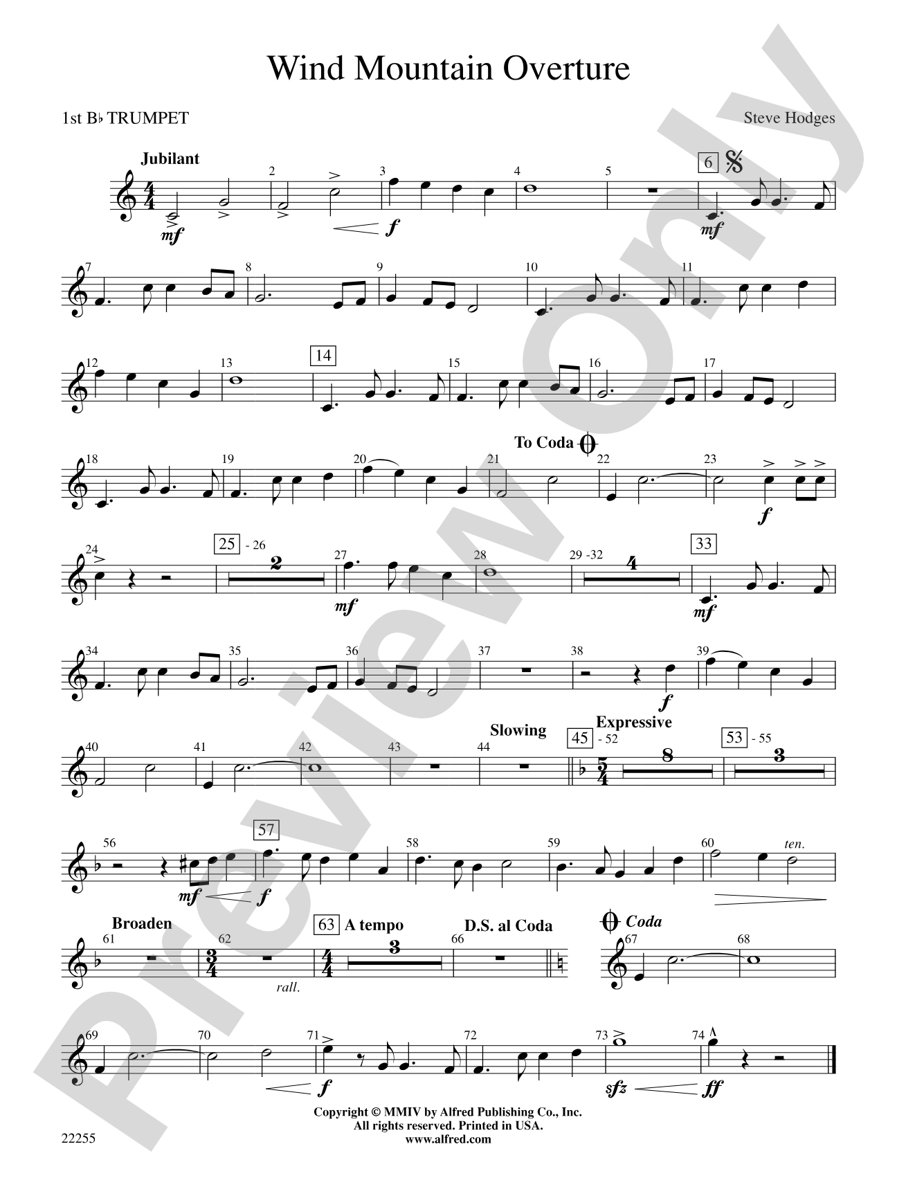 Wind Mountain Overture: 1st B-flat Trumpet