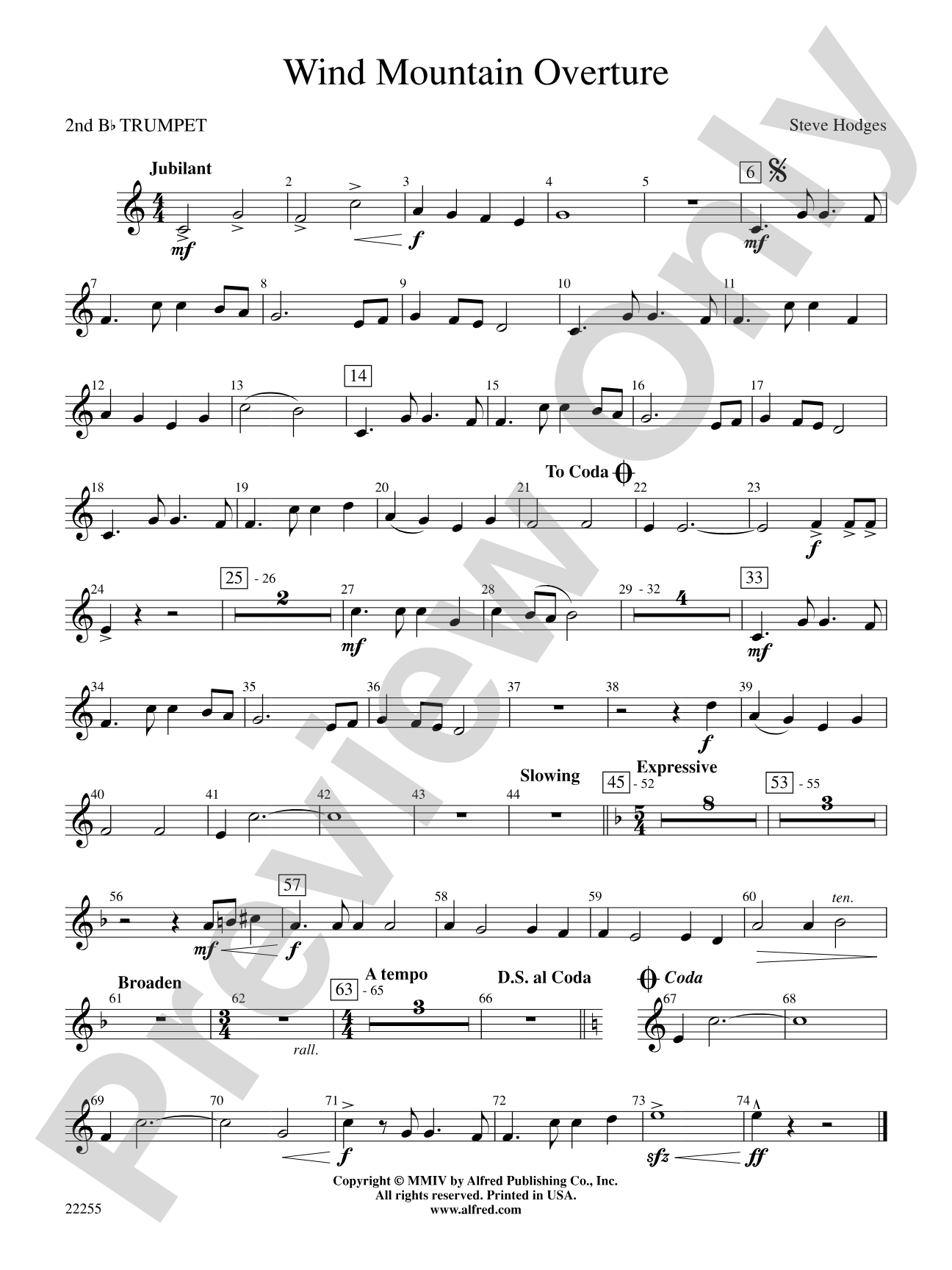 Wind Mountain Overture: 2nd B-flat Trumpet