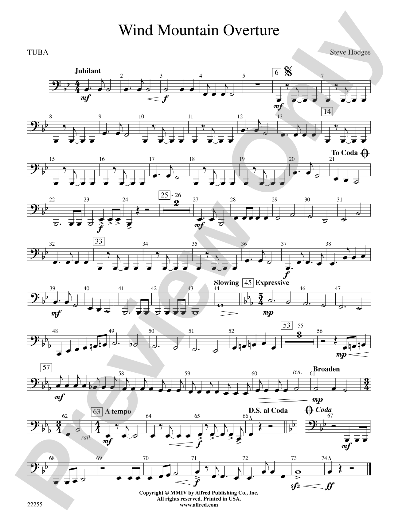 Wind Mountain Overture: Tuba