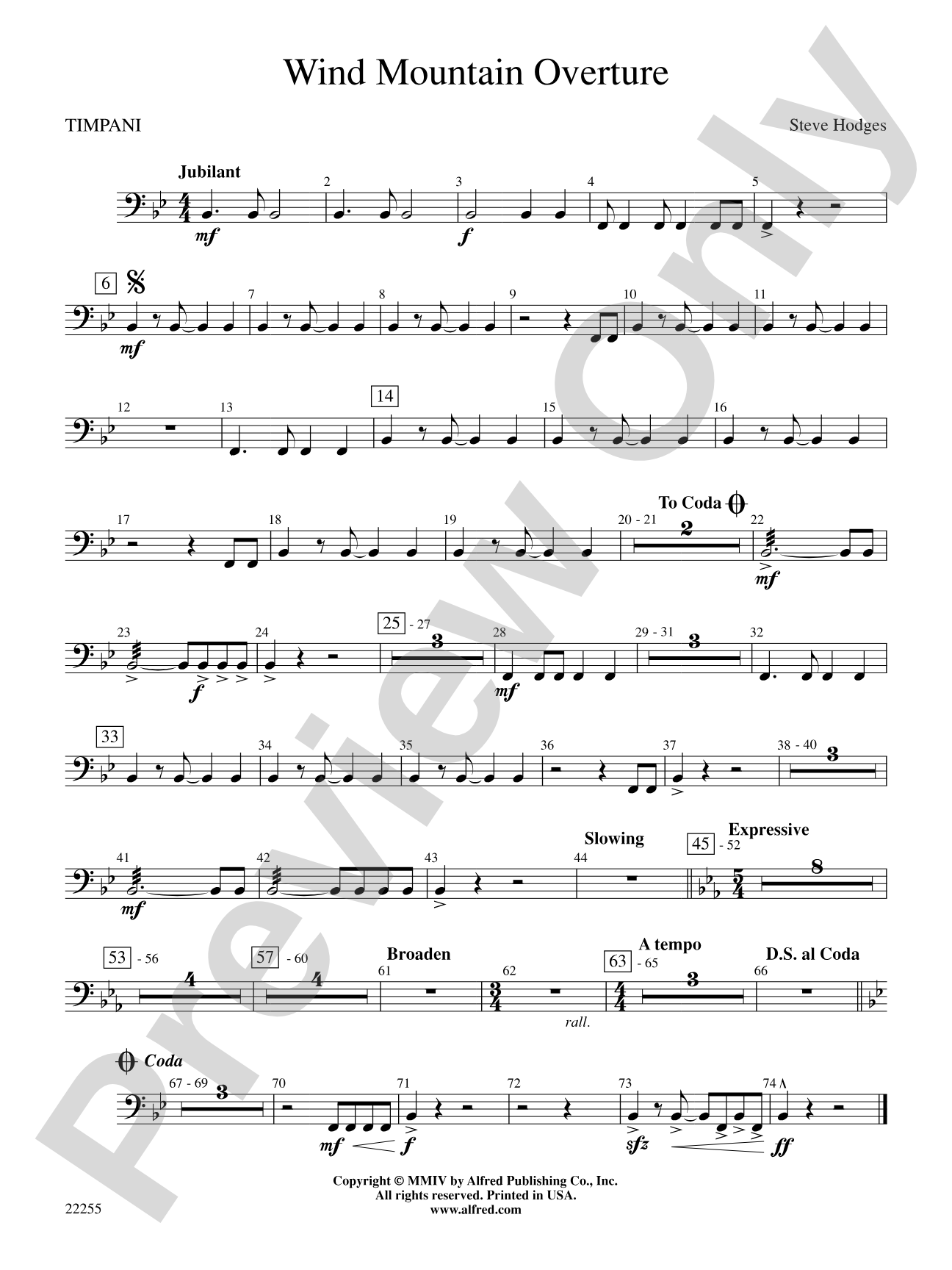 Wind Mountain Overture: Timpani