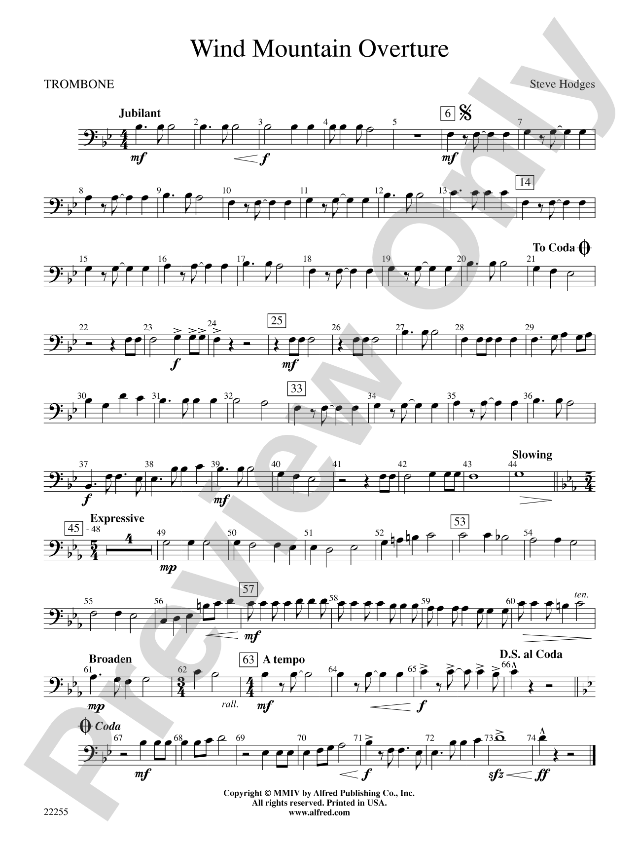 Wind Mountain Overture: 1st Trombone