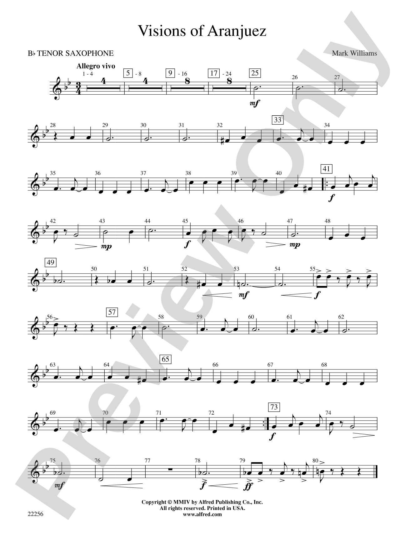 Visions of Aranjuez: B-flat Tenor Saxophone