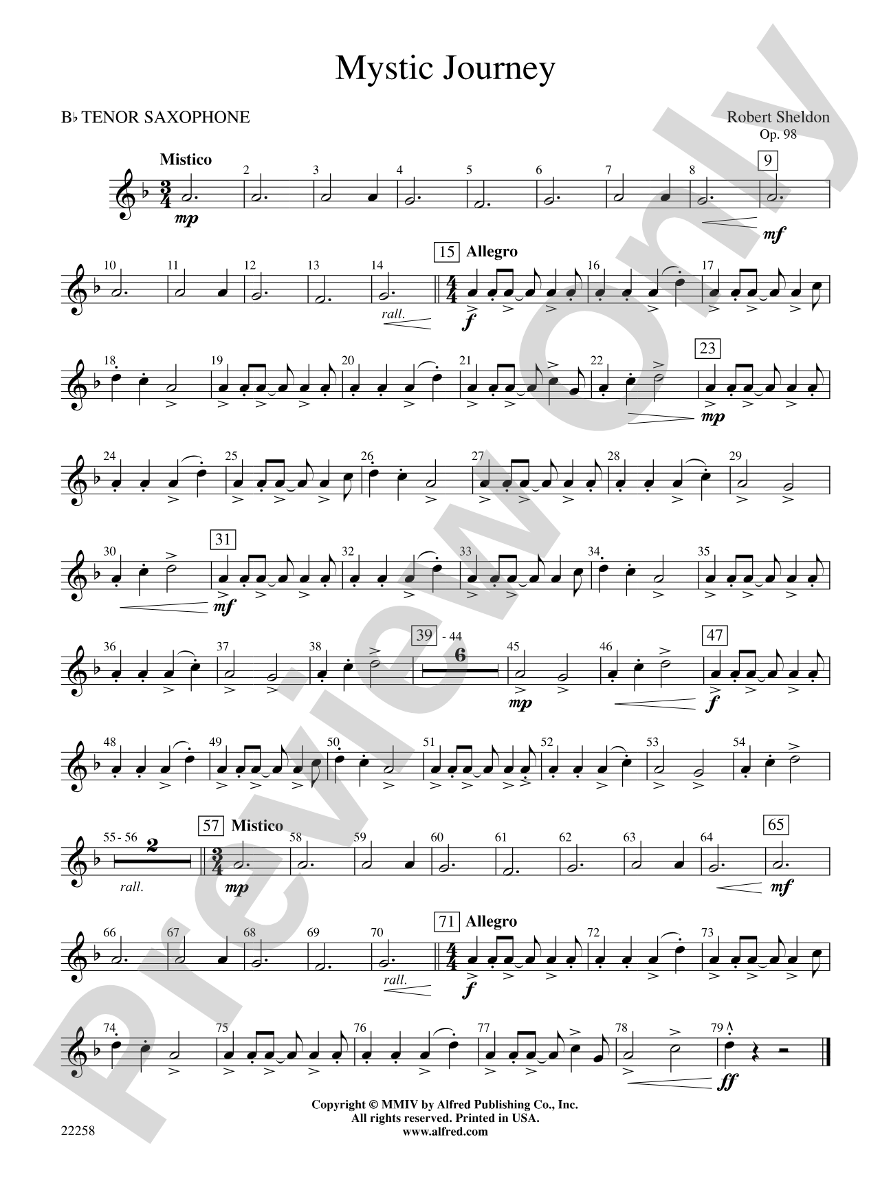 Mystic Journey: B-flat Tenor Saxophone