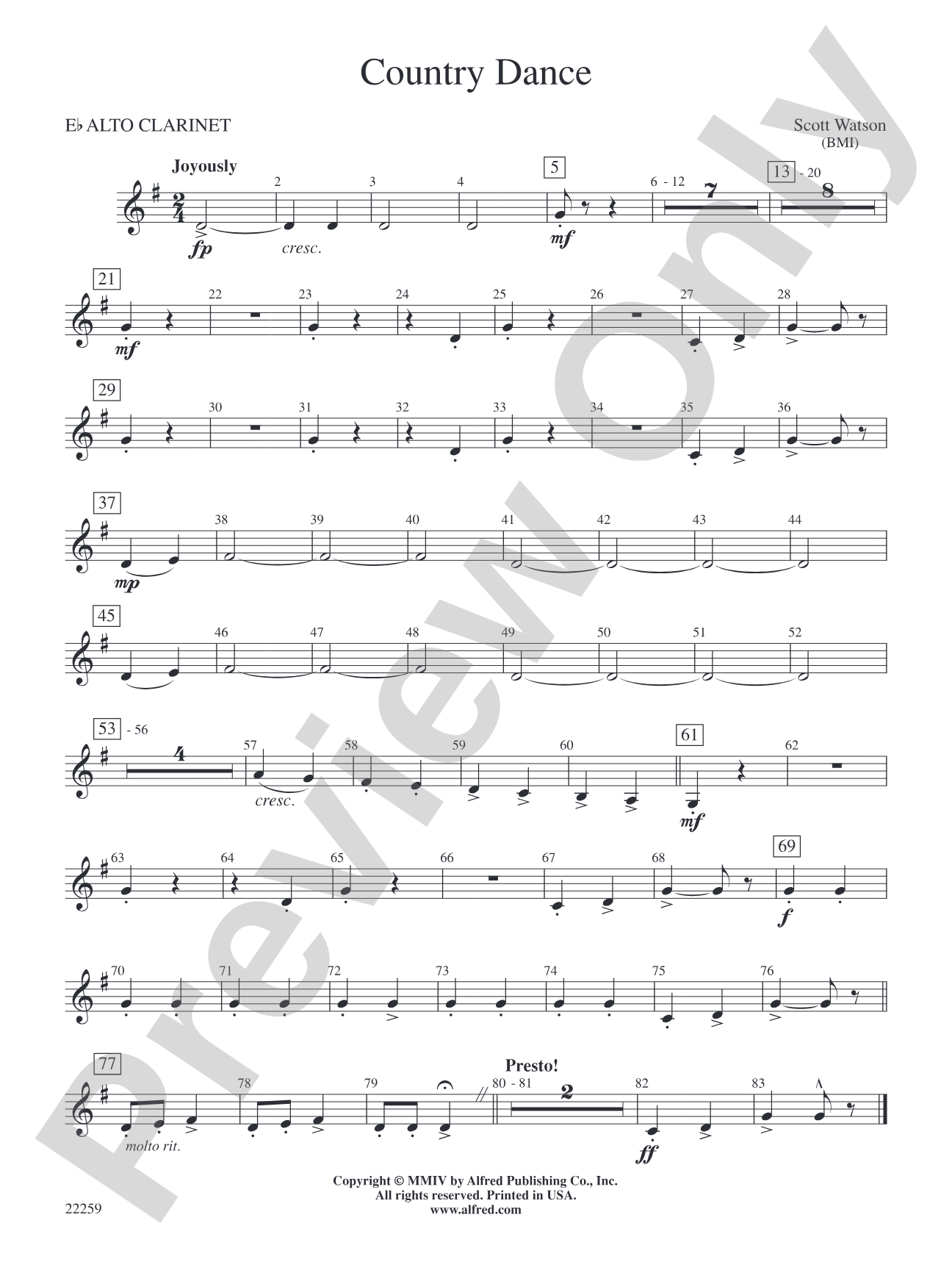 Country Dance: E-flat Alto Clarinet