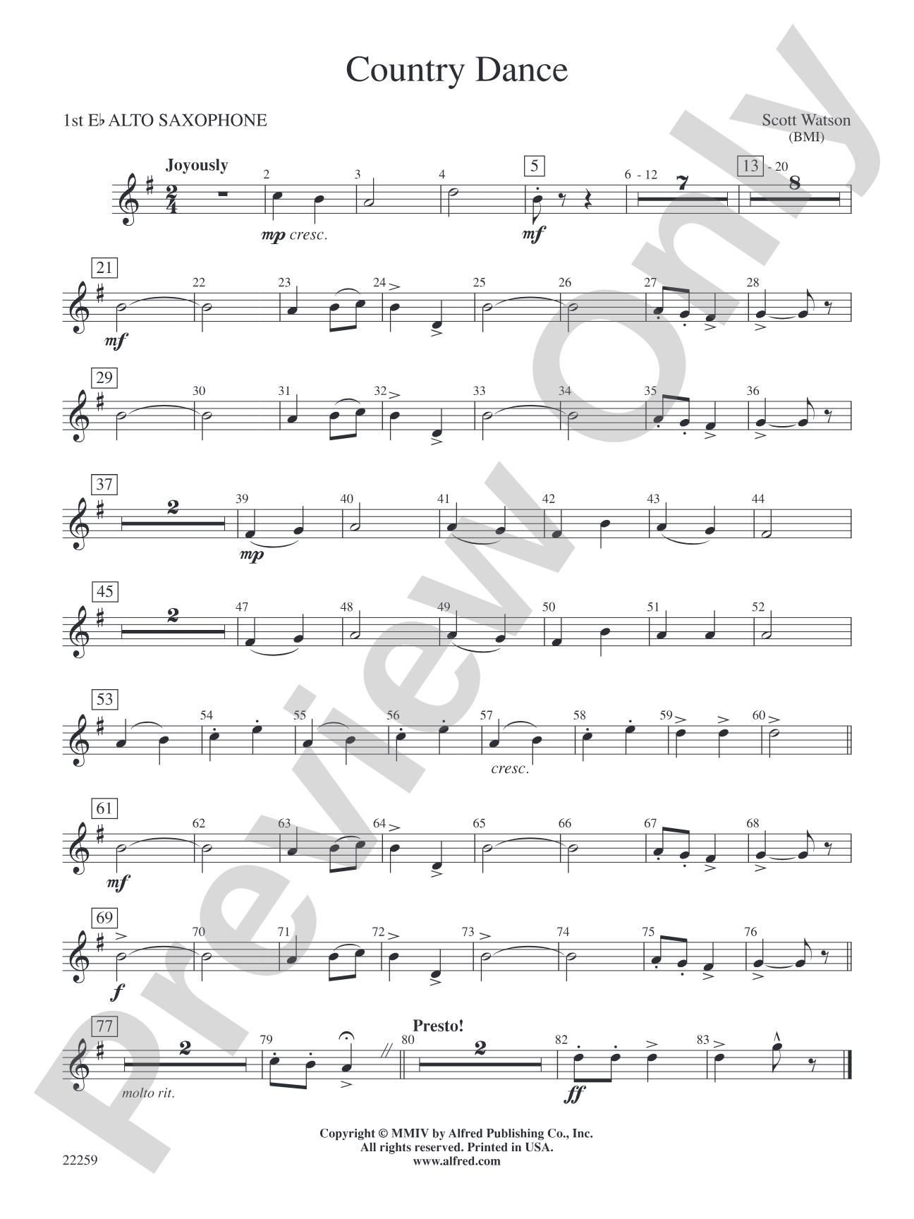 Country Dance: E-flat Alto Saxophone