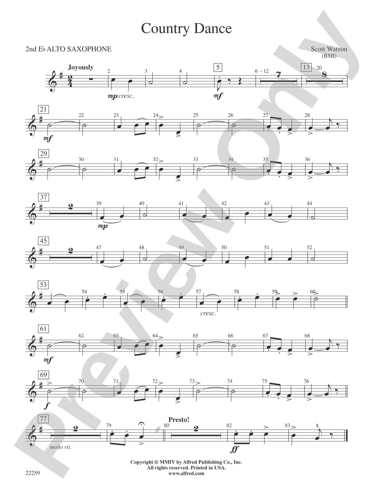 Country Dance: 2nd E-flat Alto Saxophone