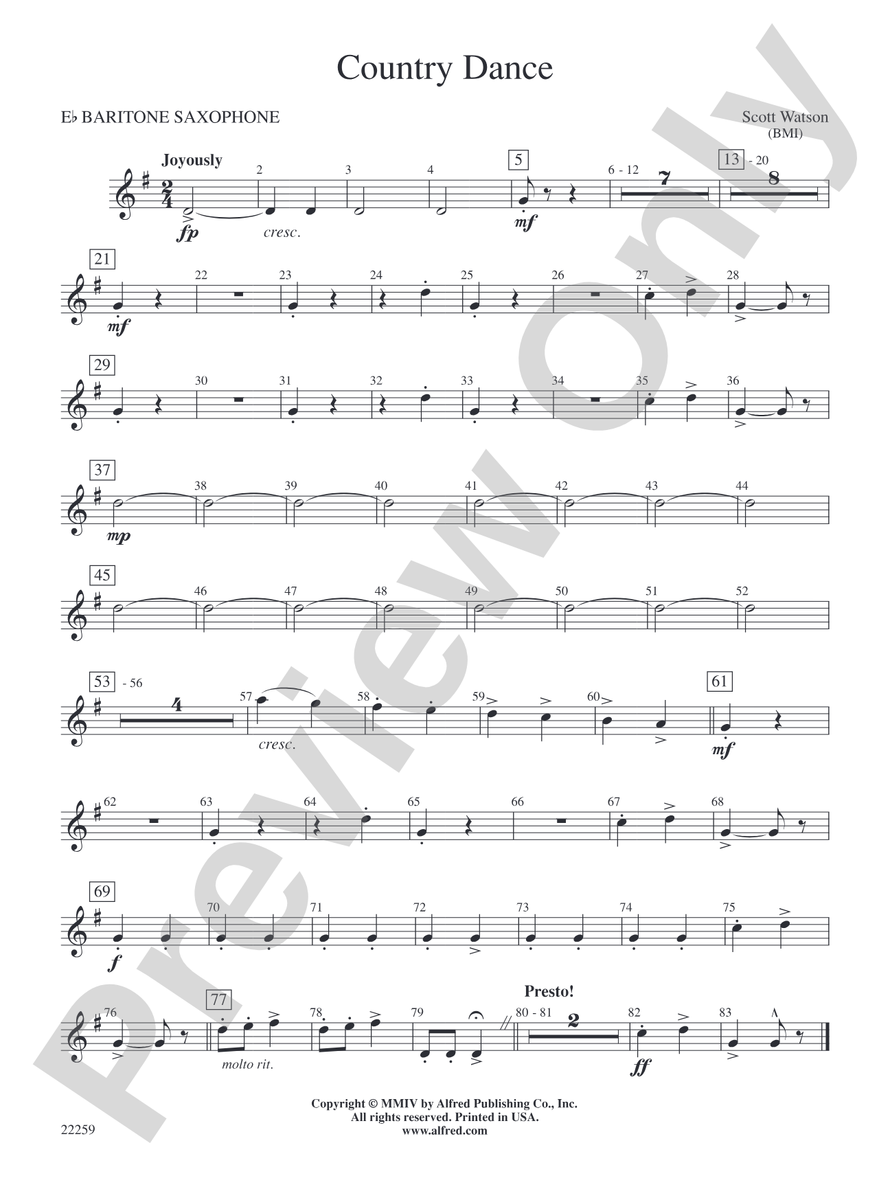 Country Dance: E-flat Baritone Saxophone